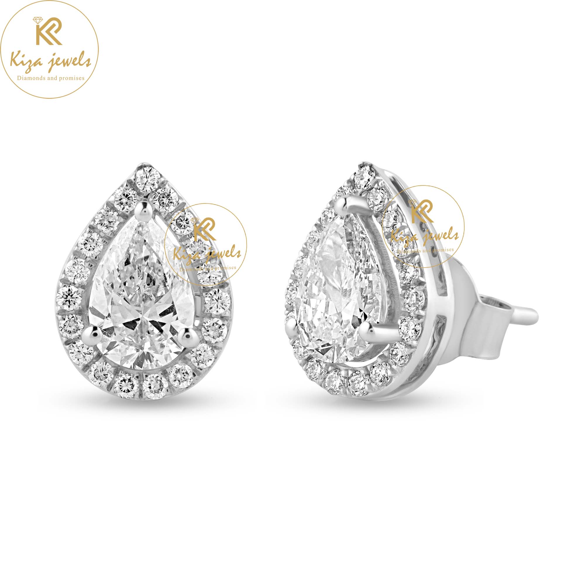 1.766 TDW Pear & Round Cut Diamond Stud Earring