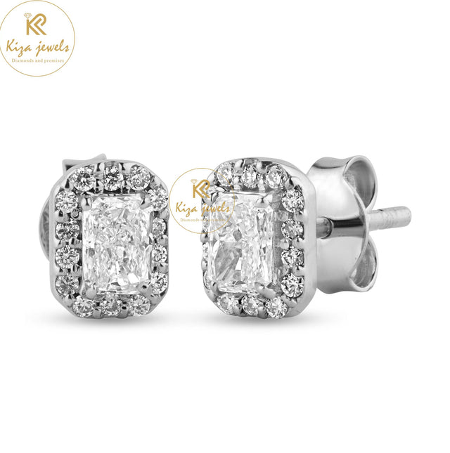 0.42 TDW Radiant & Round Cut Diamond Stud Earring