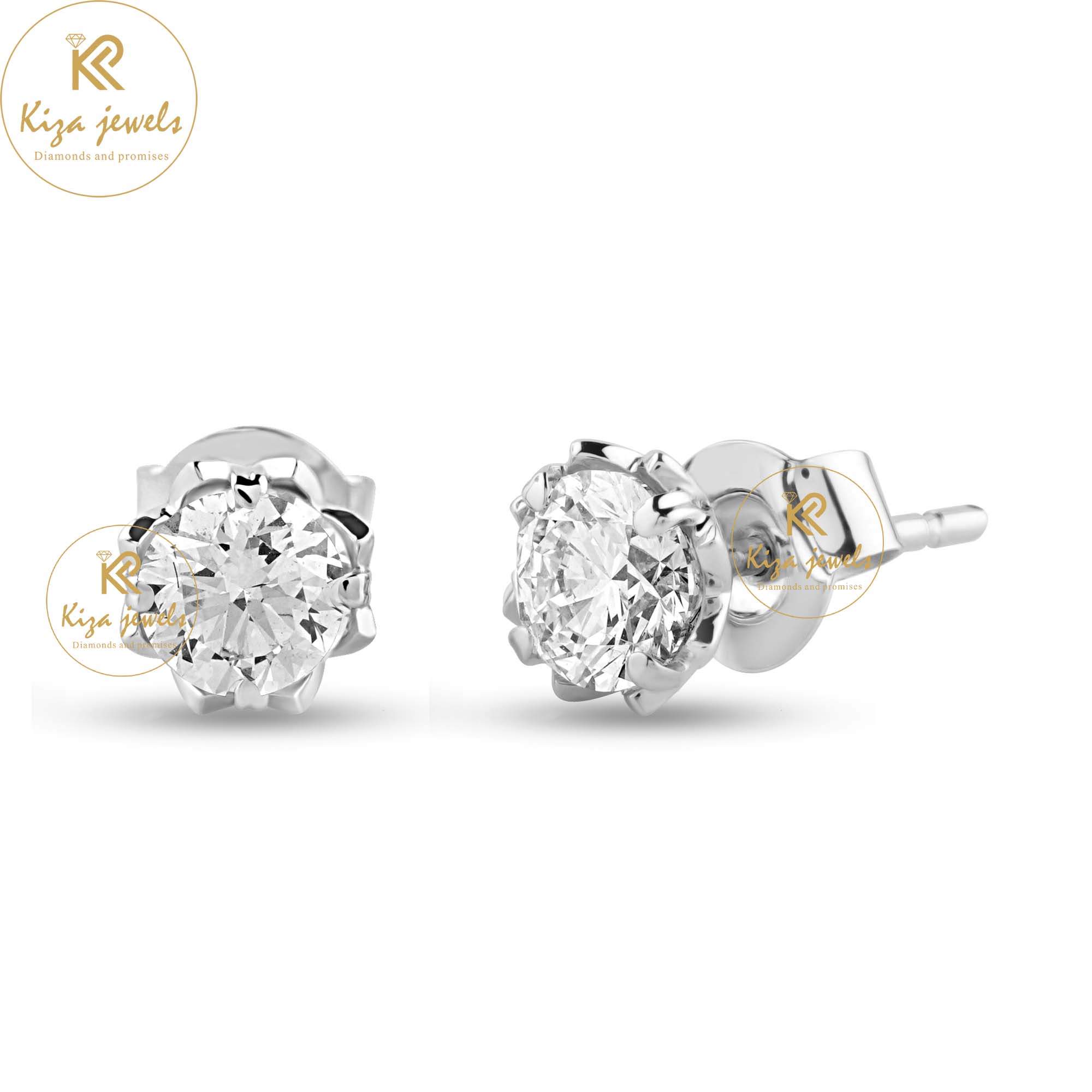 1.00 TDW Round Cut Diamond Stud Earring