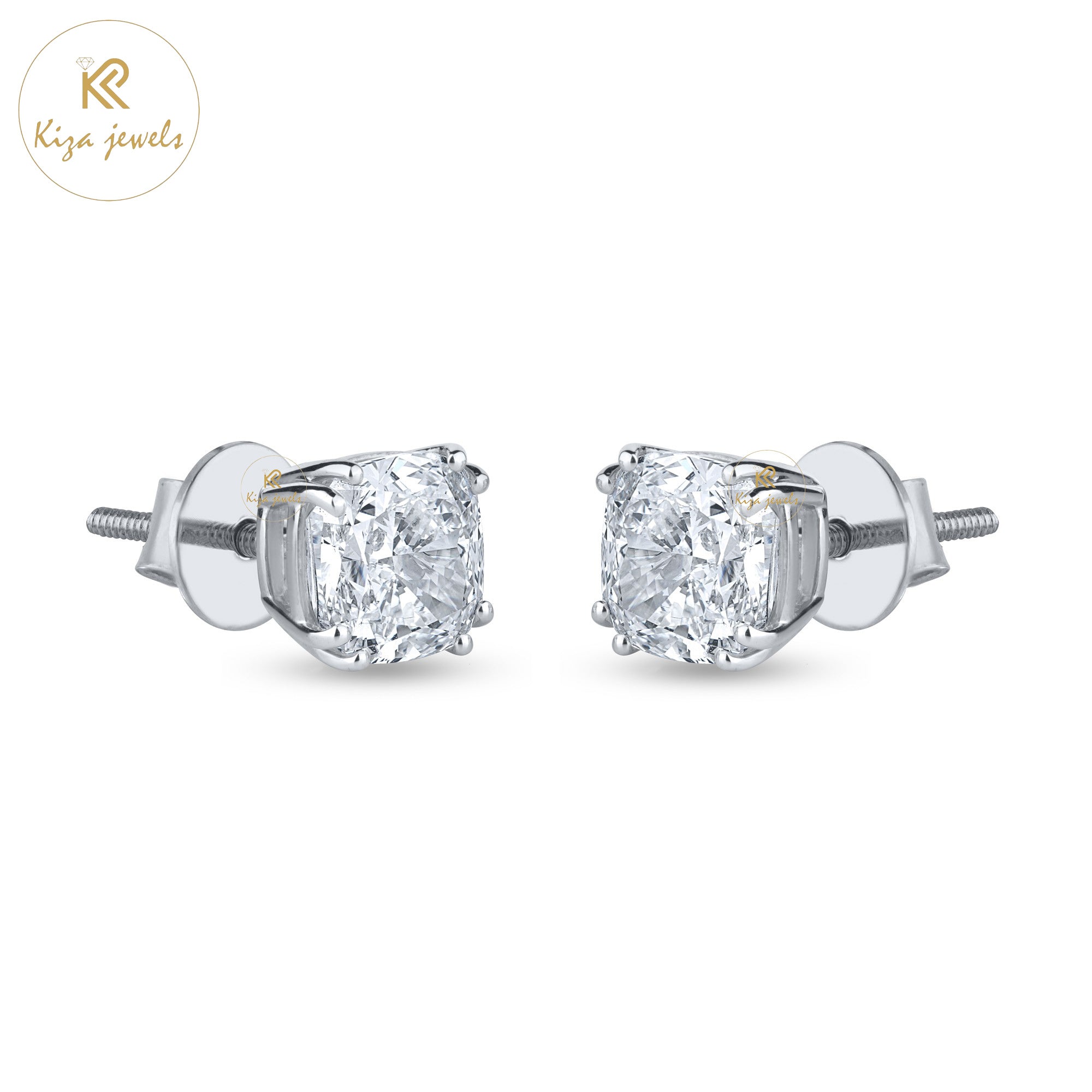 2.24 TDW Cushion Cut Diamond Stud Earring