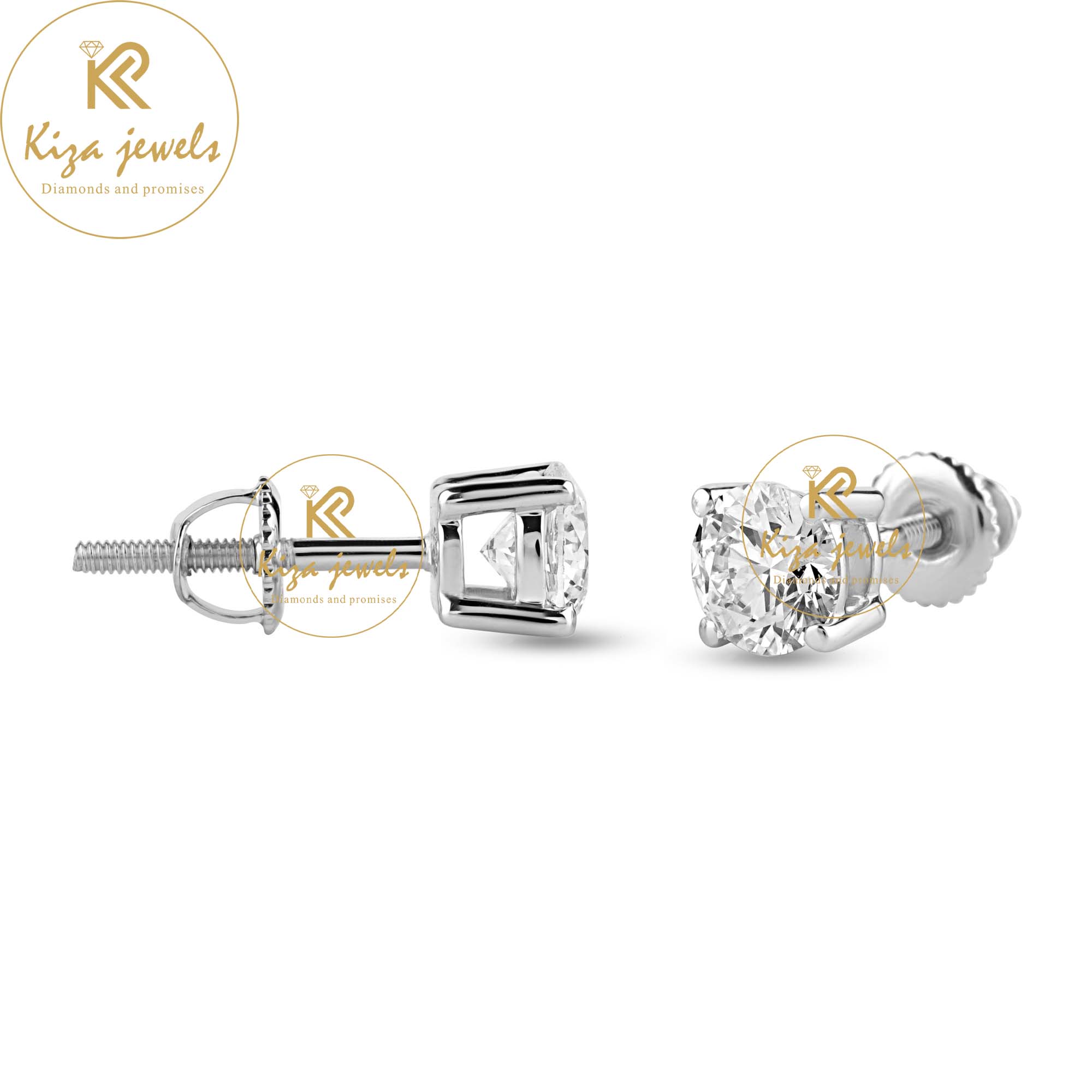 1.07 TDW Round Cut Diamond Stud Earring