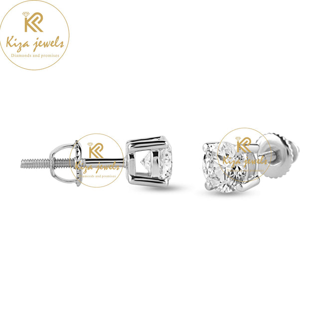 1.07 TDW Round Cut Diamond Stud Earring