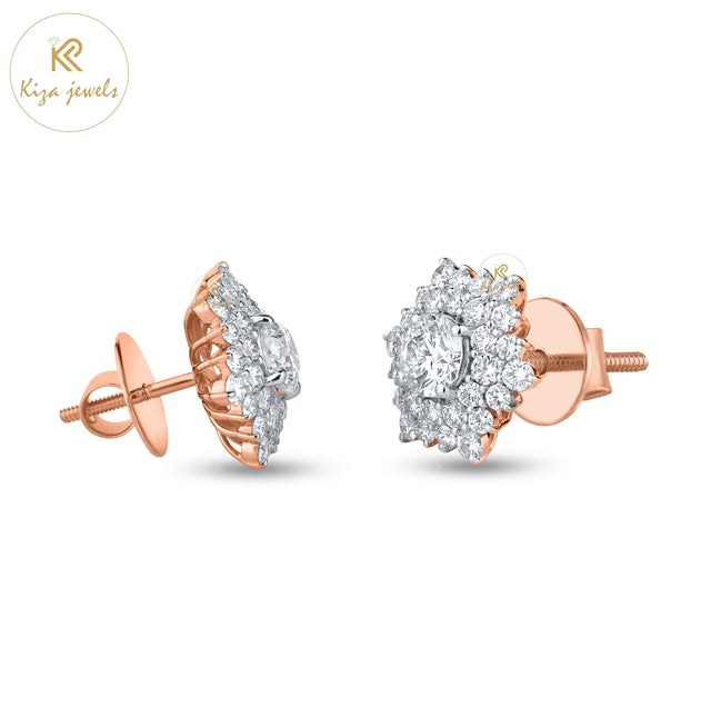 3.08 TDW Round Cut Diamond Stud Earring