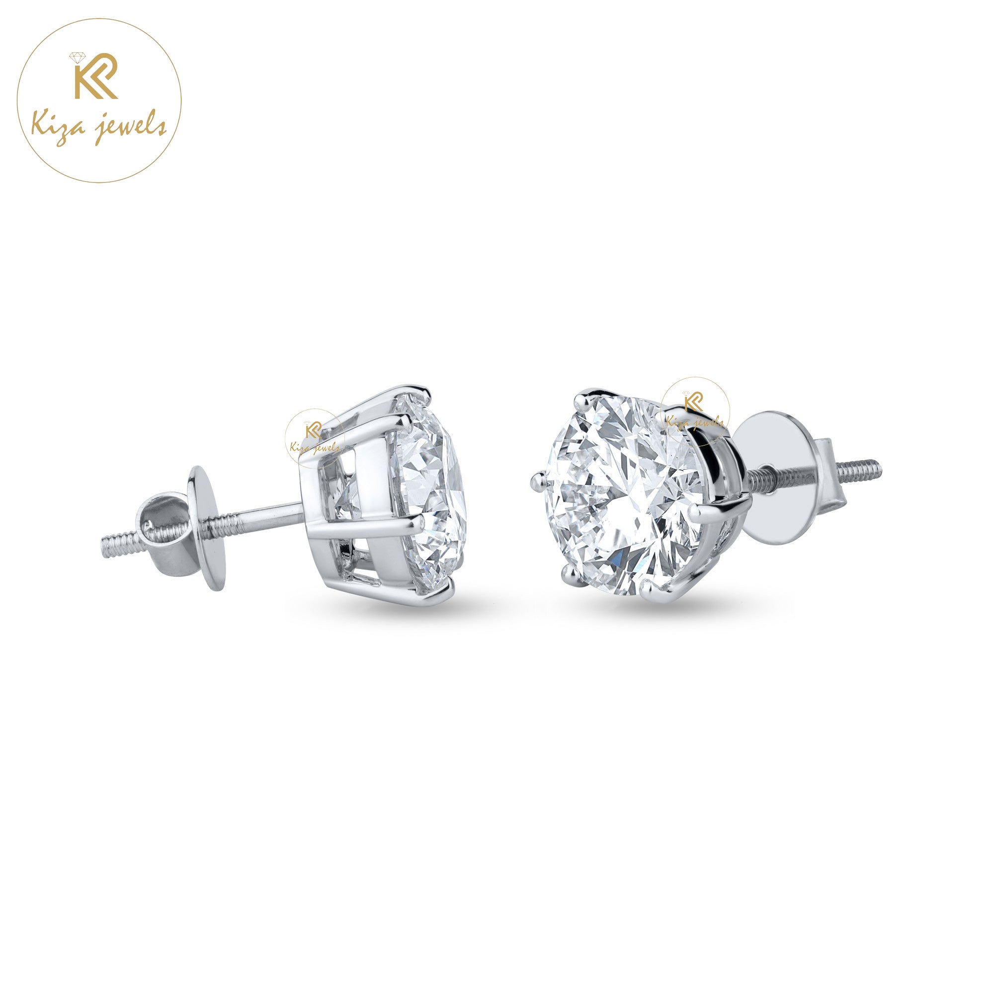 2.38 TDW Round Cut Diamond Stud Earring