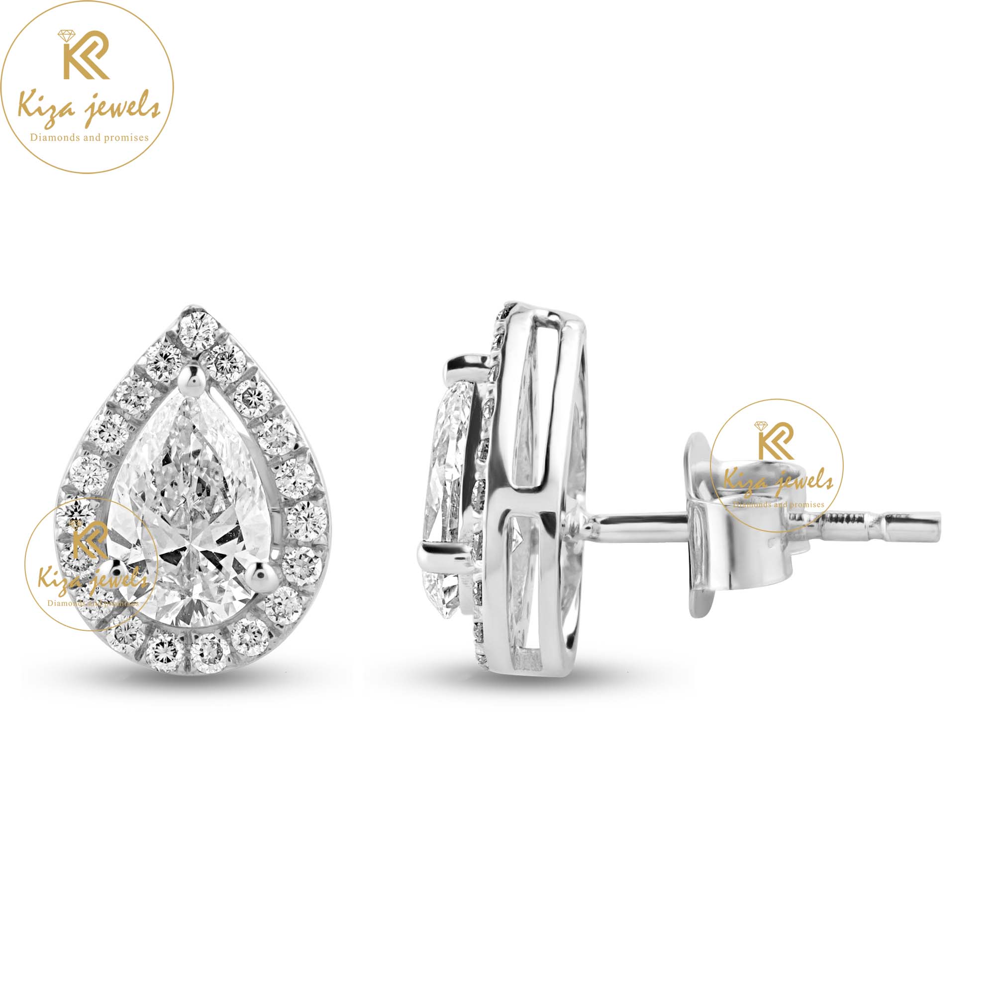 1.766 TDW Pear & Round Cut Diamond Stud Earring