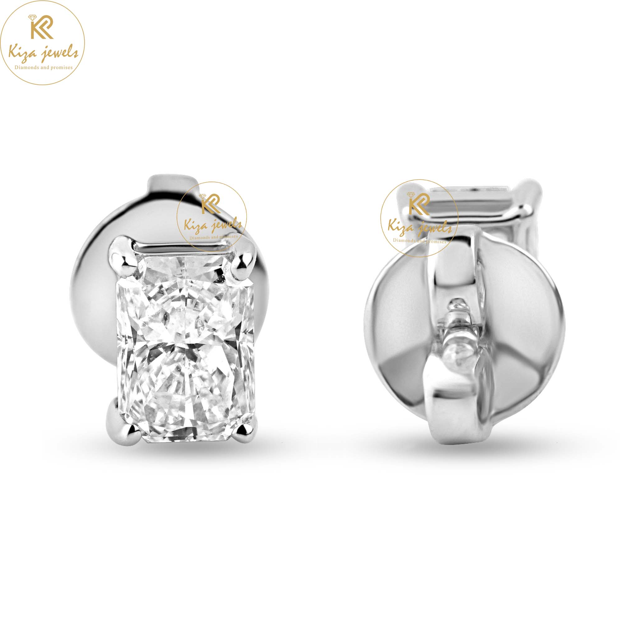 0.76 TDW Radiant Cut Diamond Stud Earring