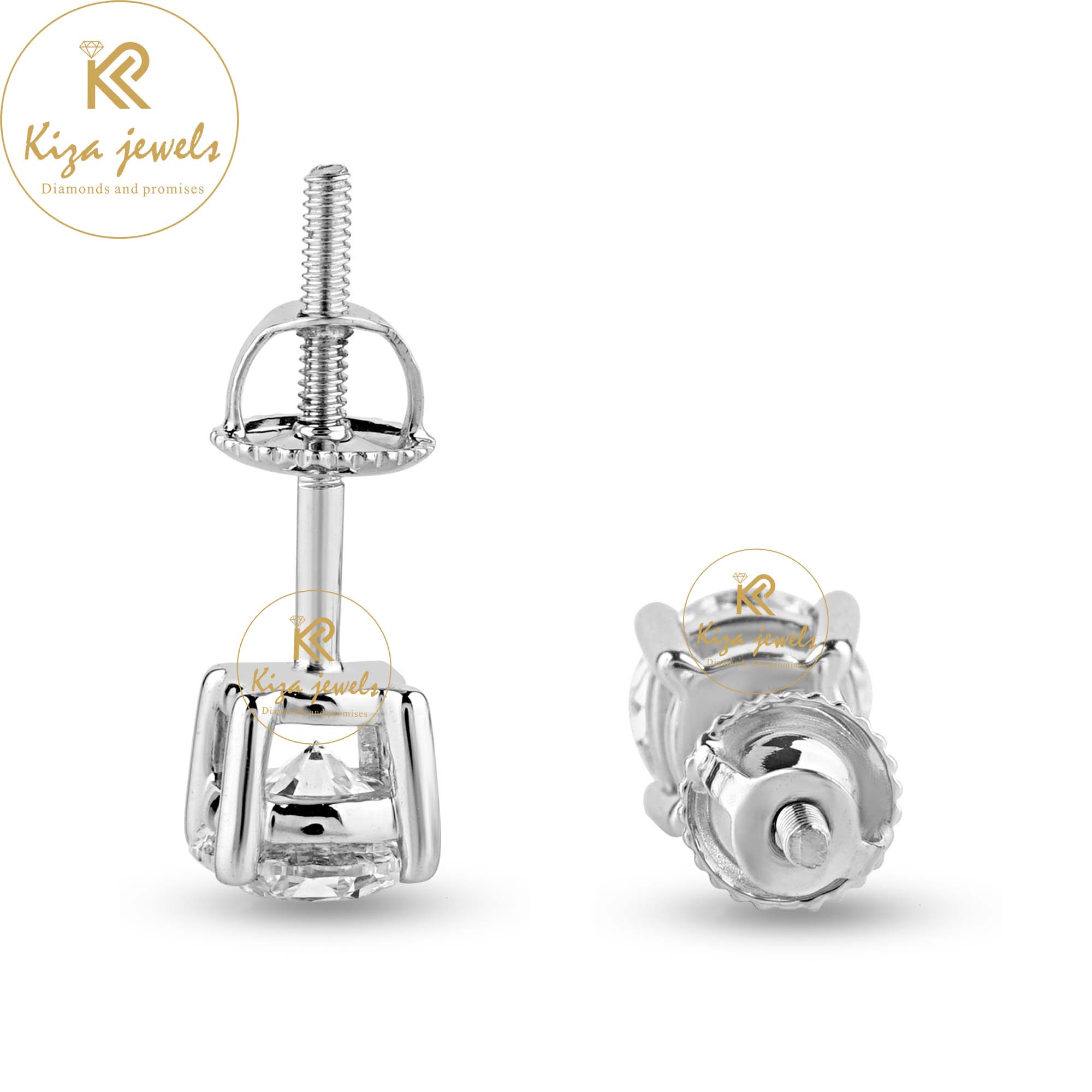 1.07 TDW Round Cut Diamond Stud Earring