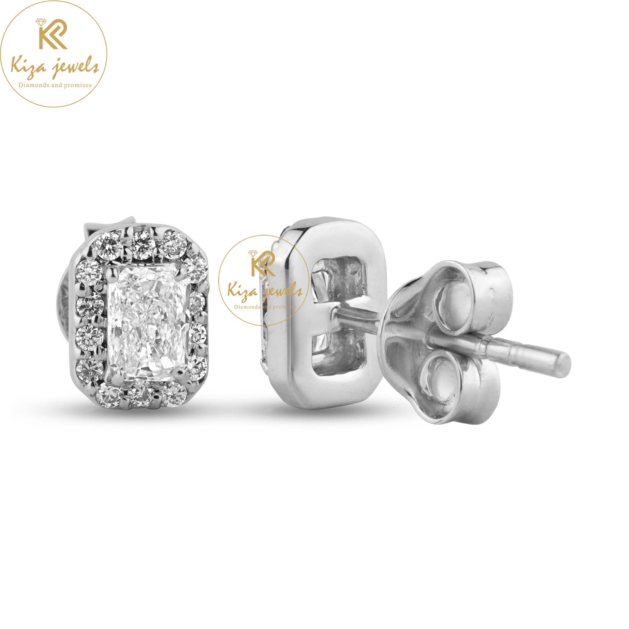 0.42 TDW Radiant & Round Cut Diamond Stud Earring