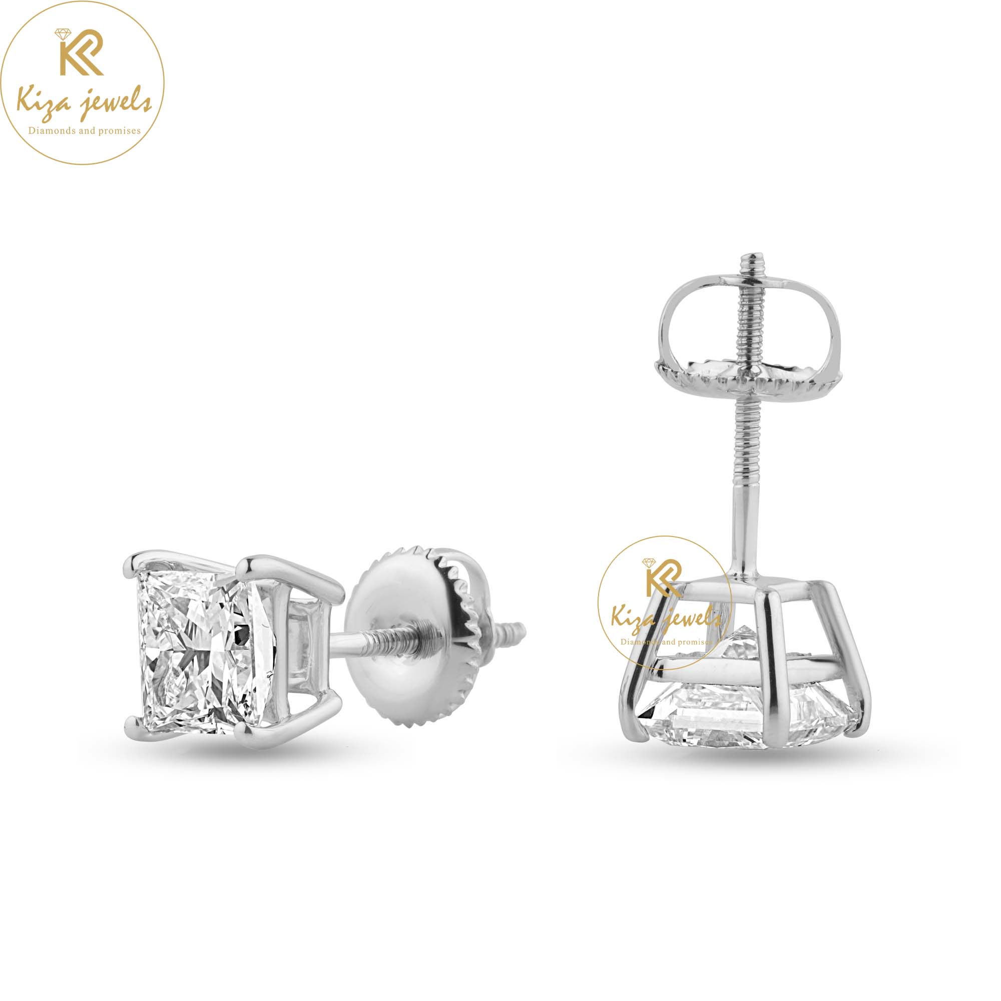 0.55 TDW Princess Cut Diamond Stud Earring