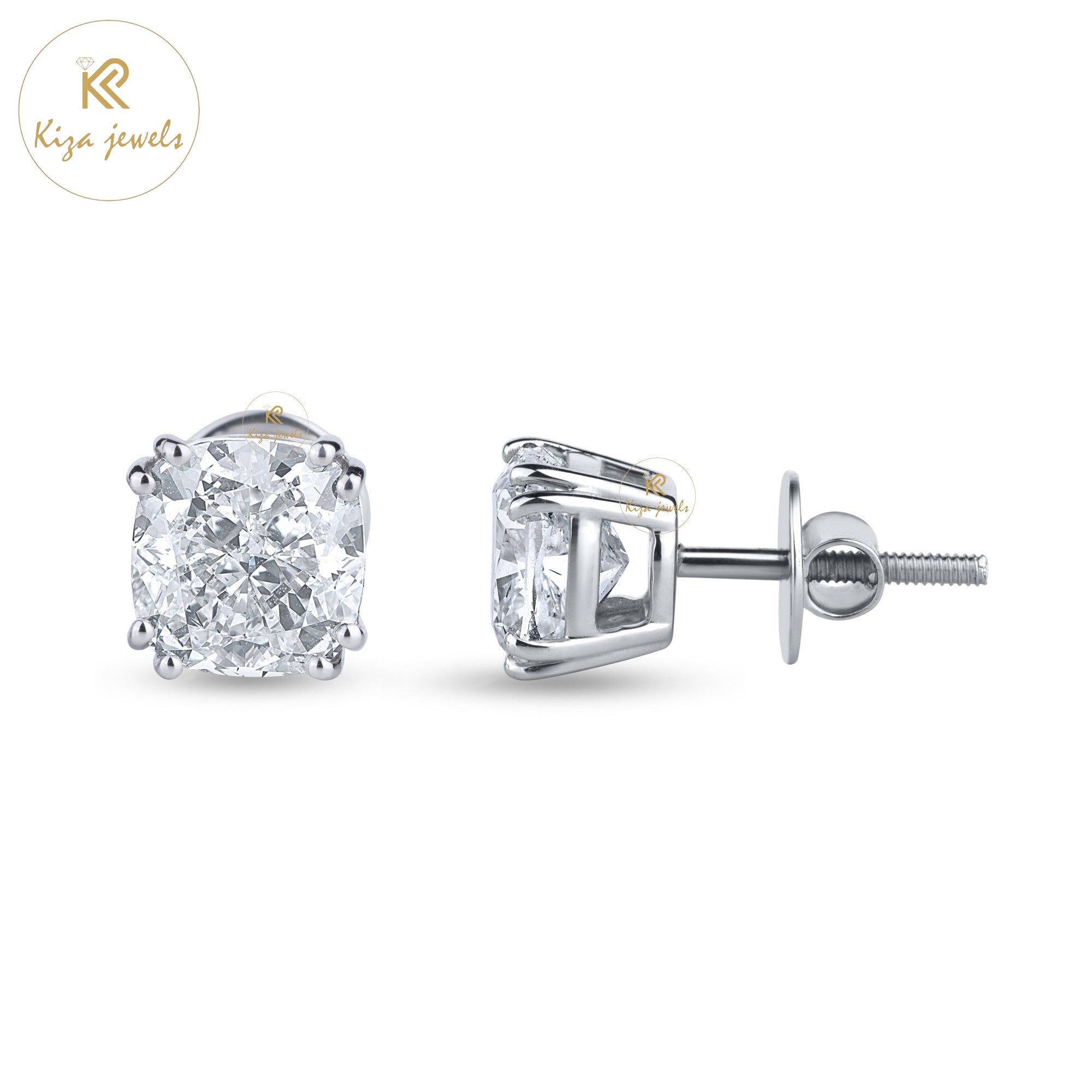 2.24 TDW Cushion Cut Diamond Stud Earring