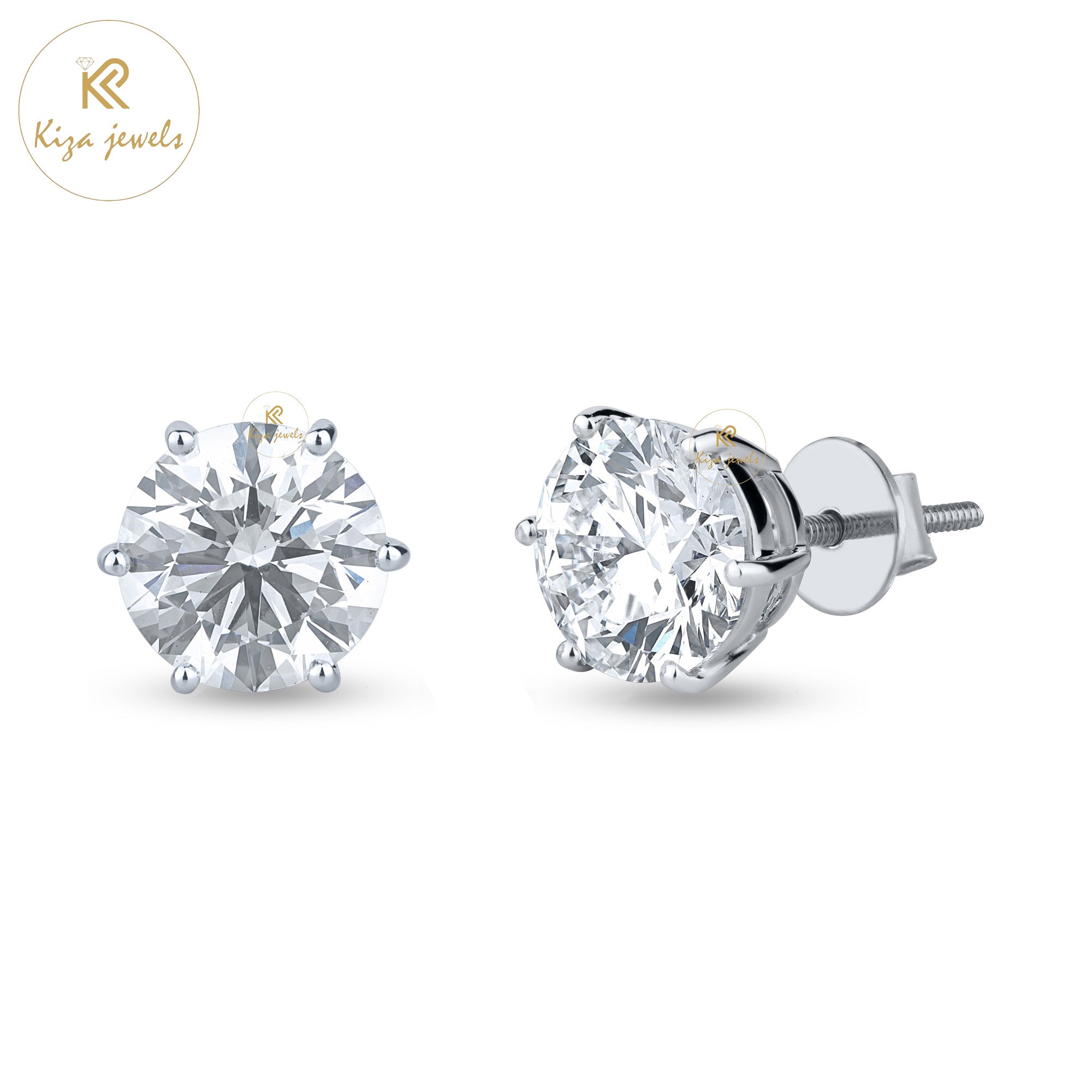 2.38 TDW Round Cut Diamond Stud Earring