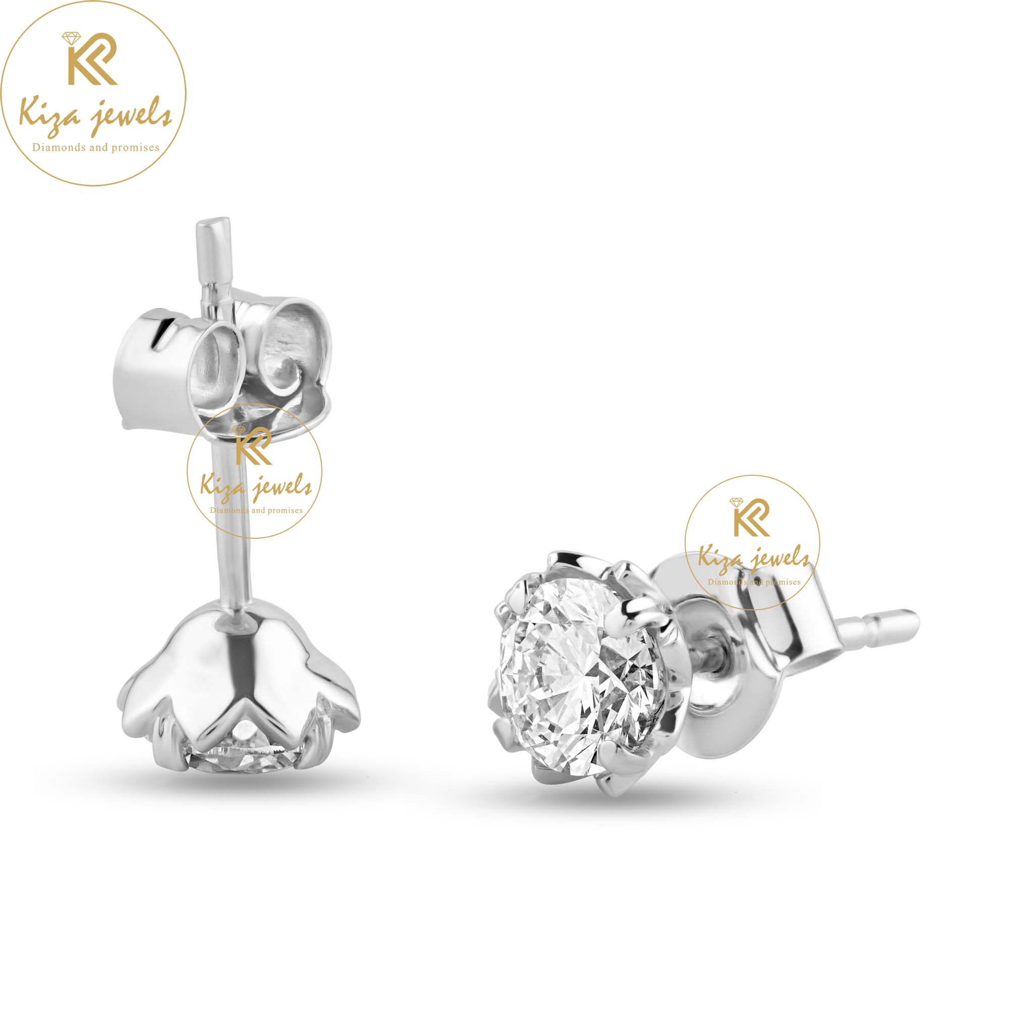 1.00 TDW Round Cut Diamond Stud Earring