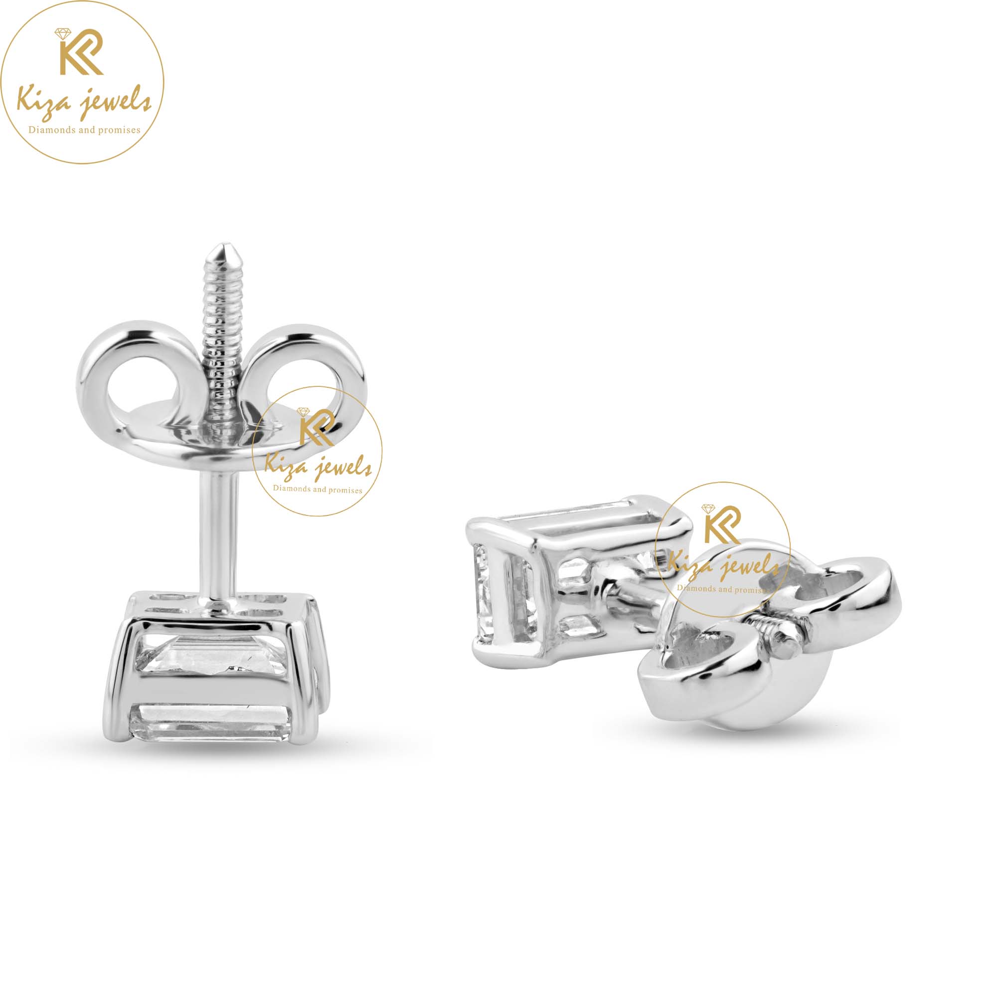 0.93 TDW Emerald Cut Diamond Stud Earring