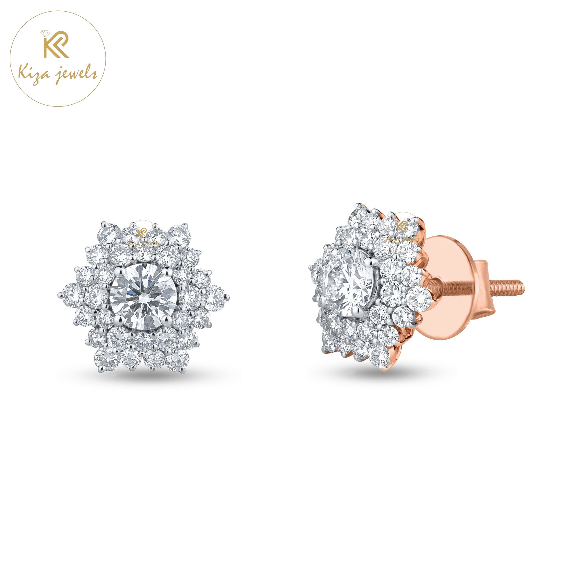 3.08 TDW Round Cut Diamond Stud Earring