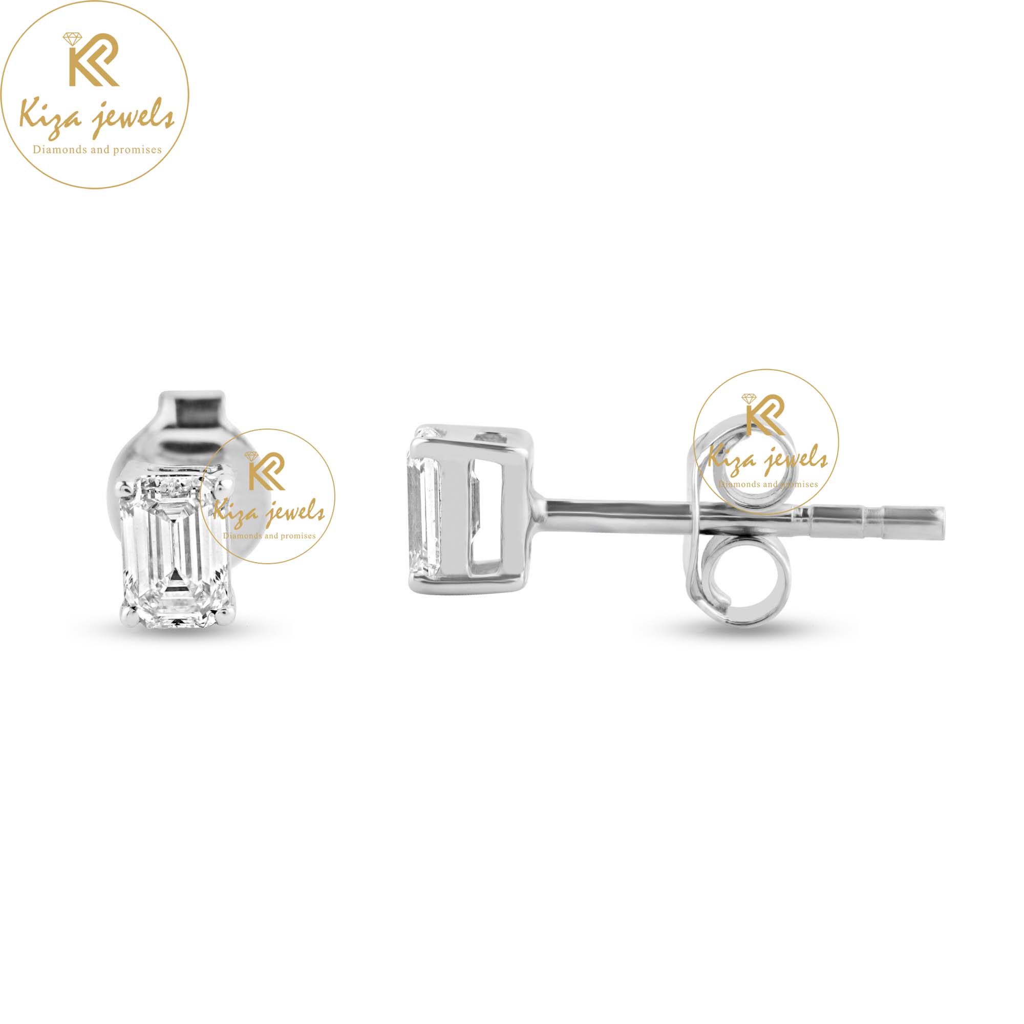 0.40 TDW Emerald Cut Diamond Stud Earring