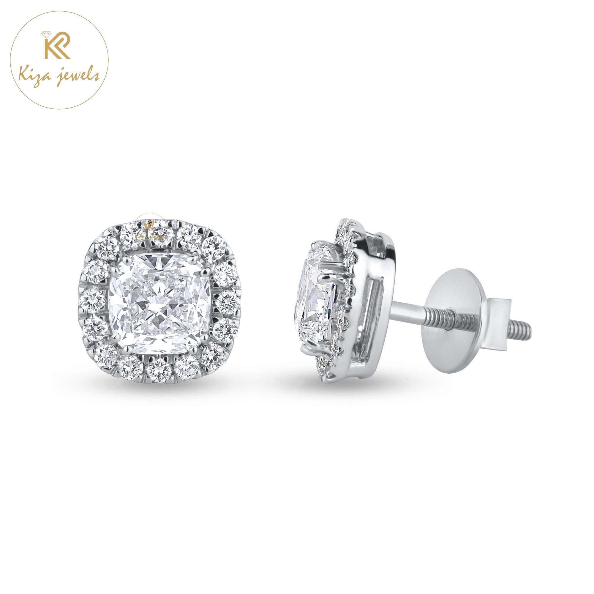 2.66 TDW Cushiom & Round Cut Diamond Stud Earring