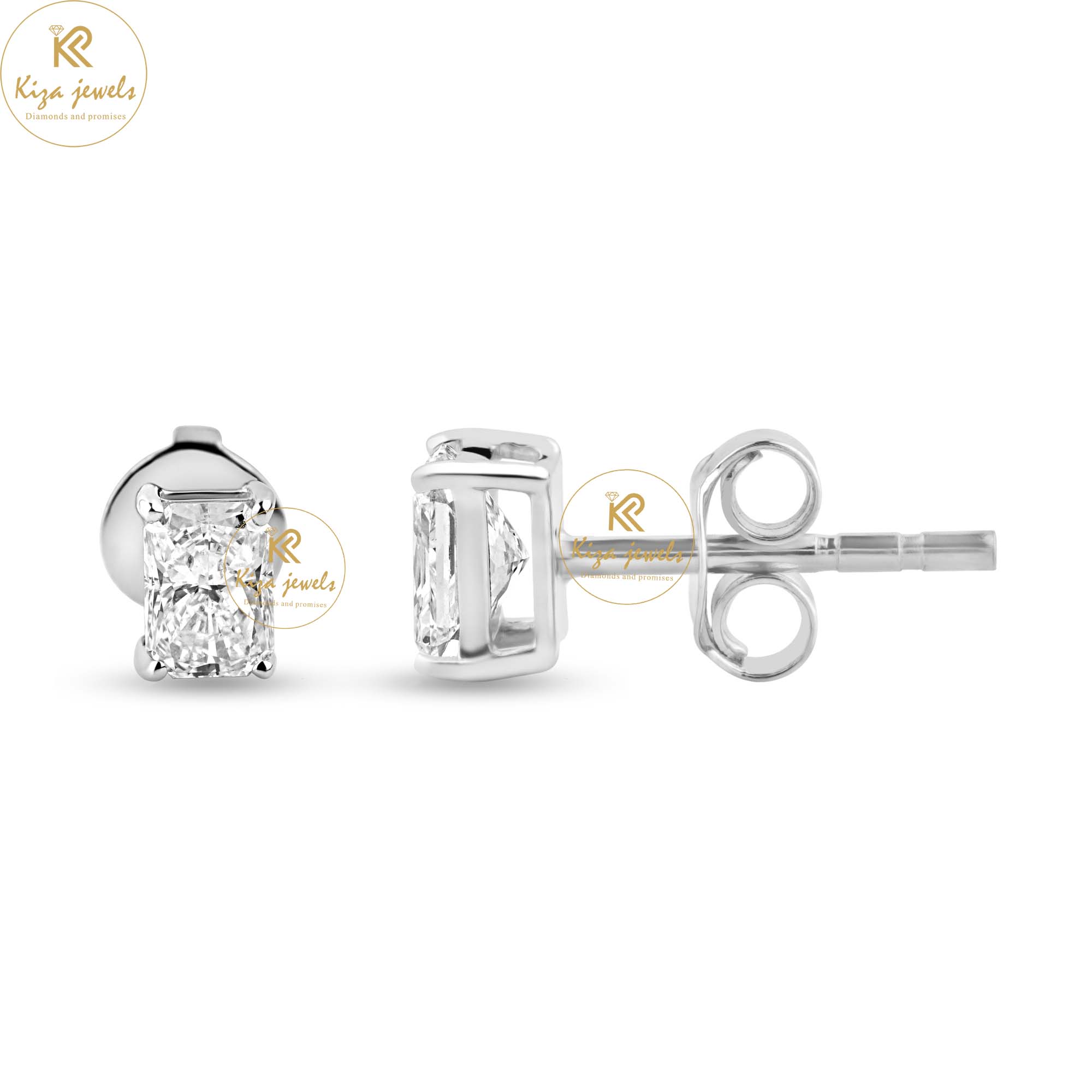 0.76 TDW Radiant Cut Diamond Stud Earring