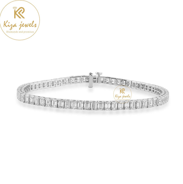 4.06 TDW Emerald Cut Diamond Tennis Bracelet