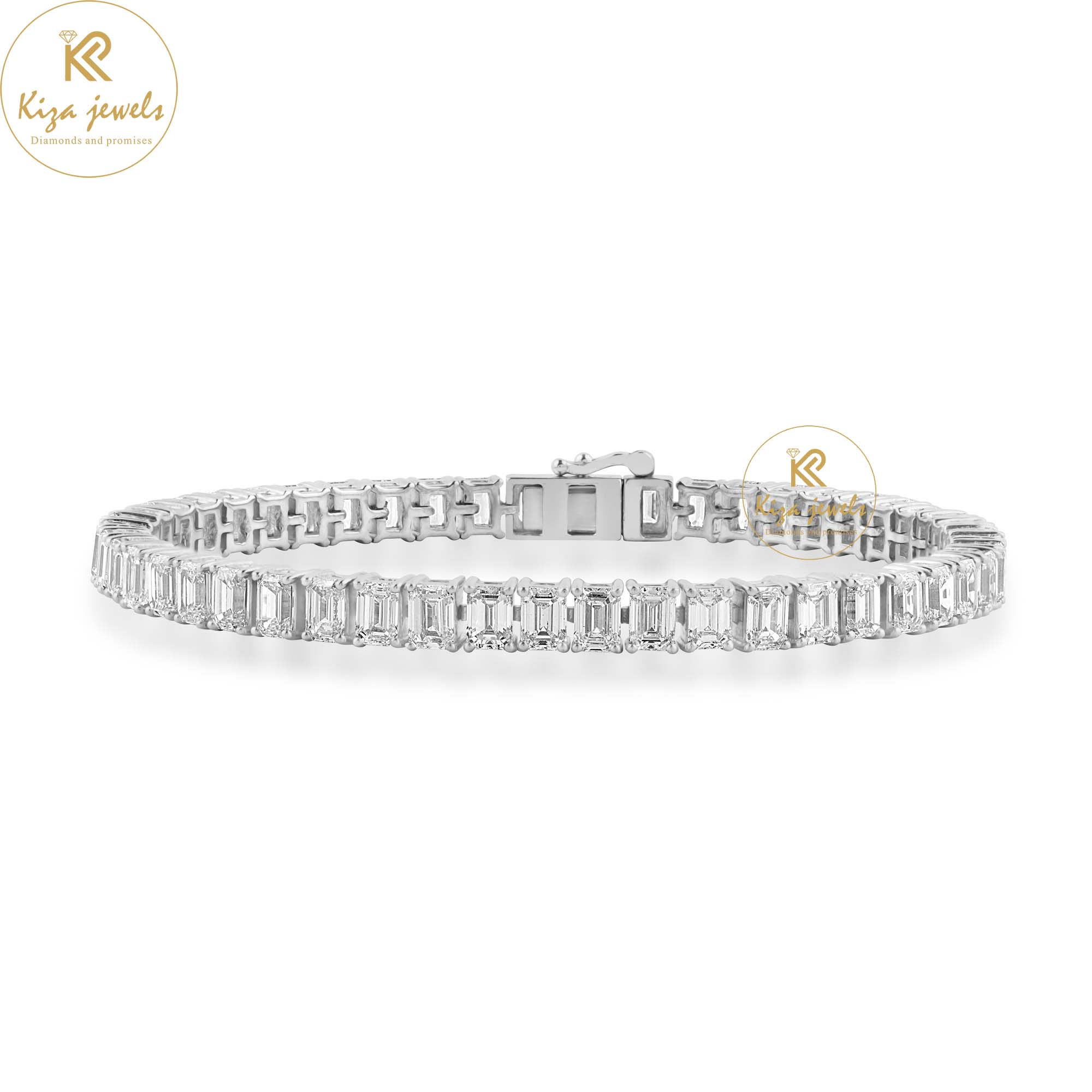 7.59 TDW Emerald Cut Diamond Tennis Bracelet