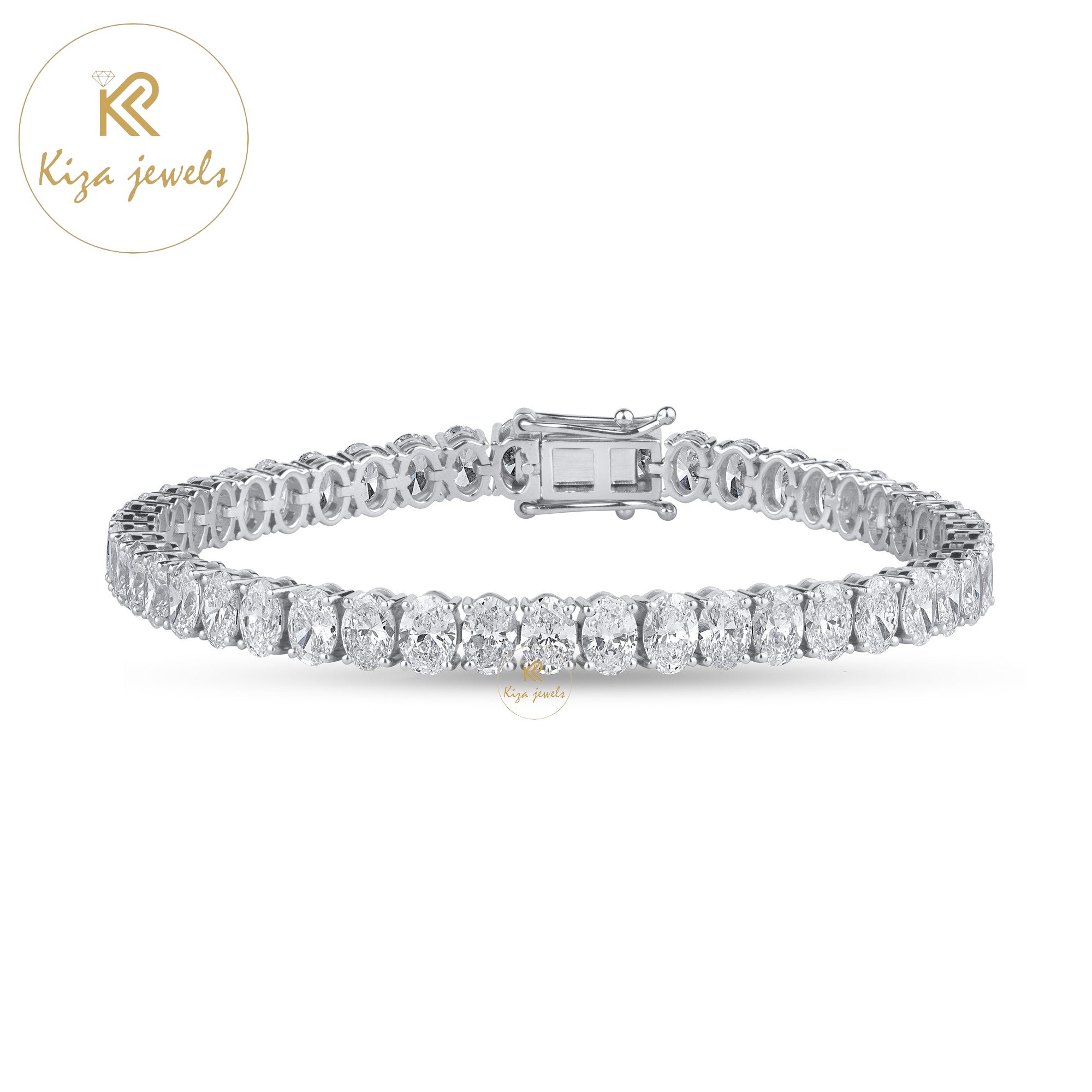 9.90 TDW Oval Cut Diamond Tennis Bracelet