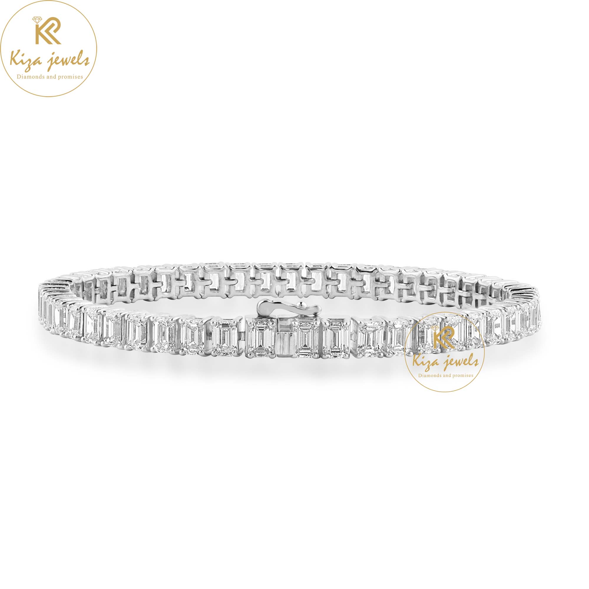 7.59 TDW Emerald Cut Diamond Tennis Bracelet