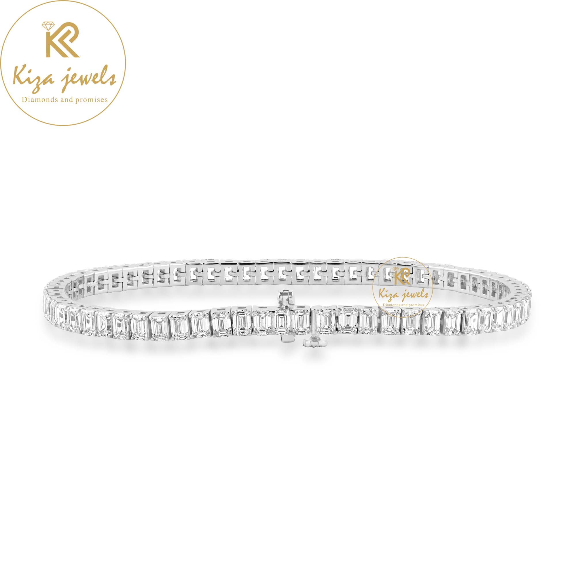 4.06 TDW Emerald Cut Diamond Tennis Bracelet