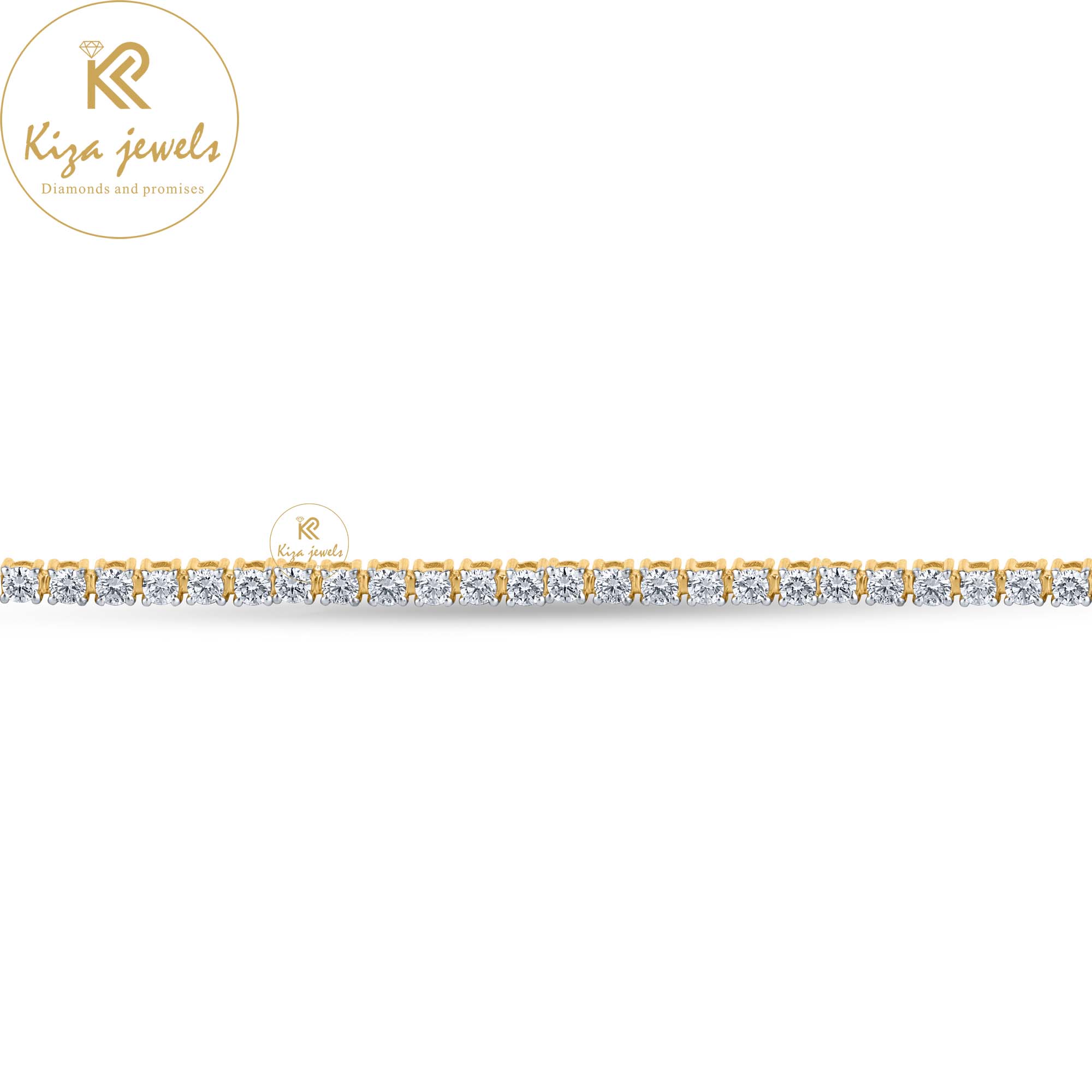 1.88 TDW Round Cut Diamond Yellow gold Tennis Bracelet