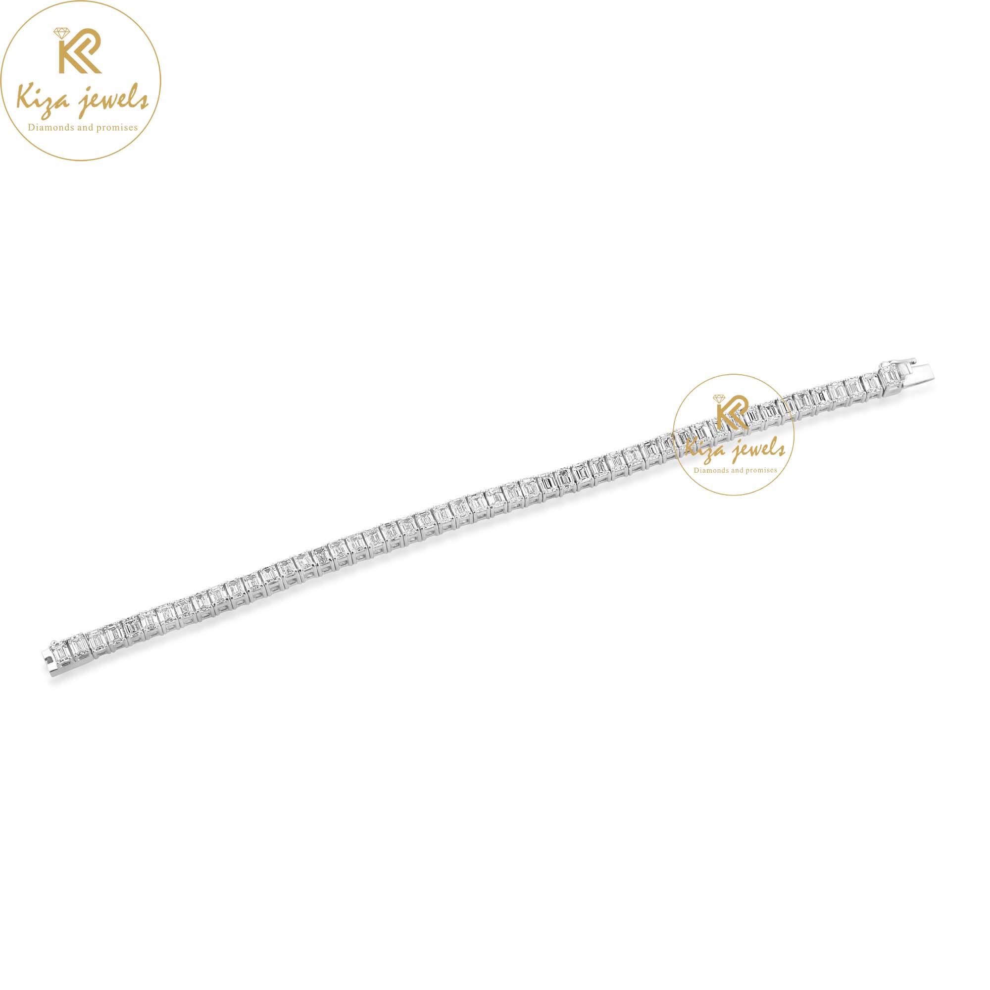 7.59 TDW Emerald Cut Diamond Tennis Bracelet