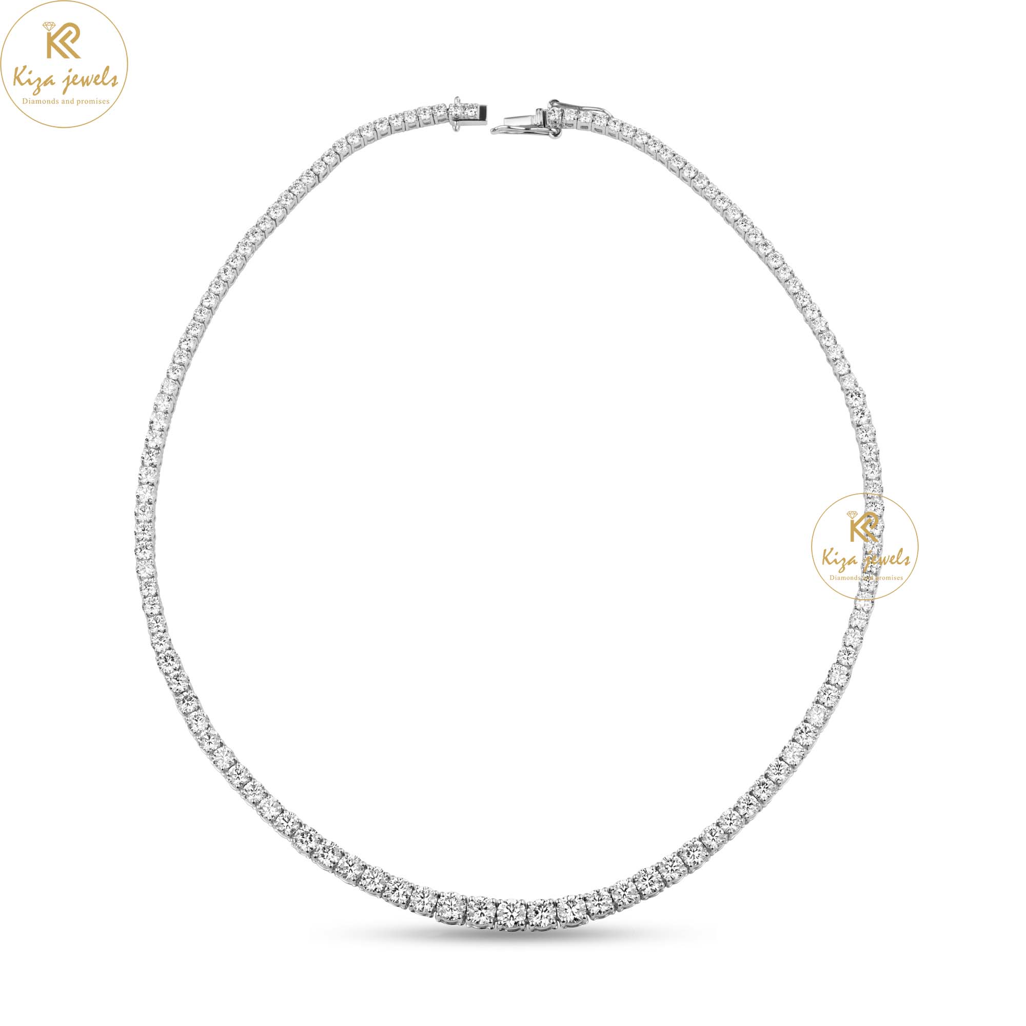 21.50 TDW Round Cut Diamond Tennis Necklace