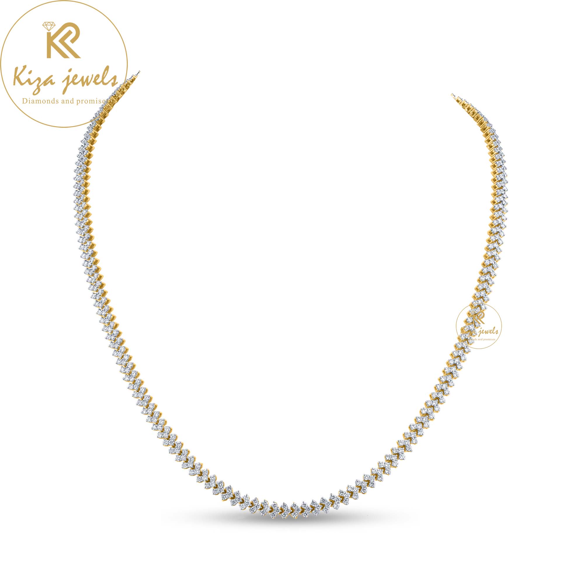 6.00 TDW Round Cut Diamond Yellow Gold Tennis Necklace