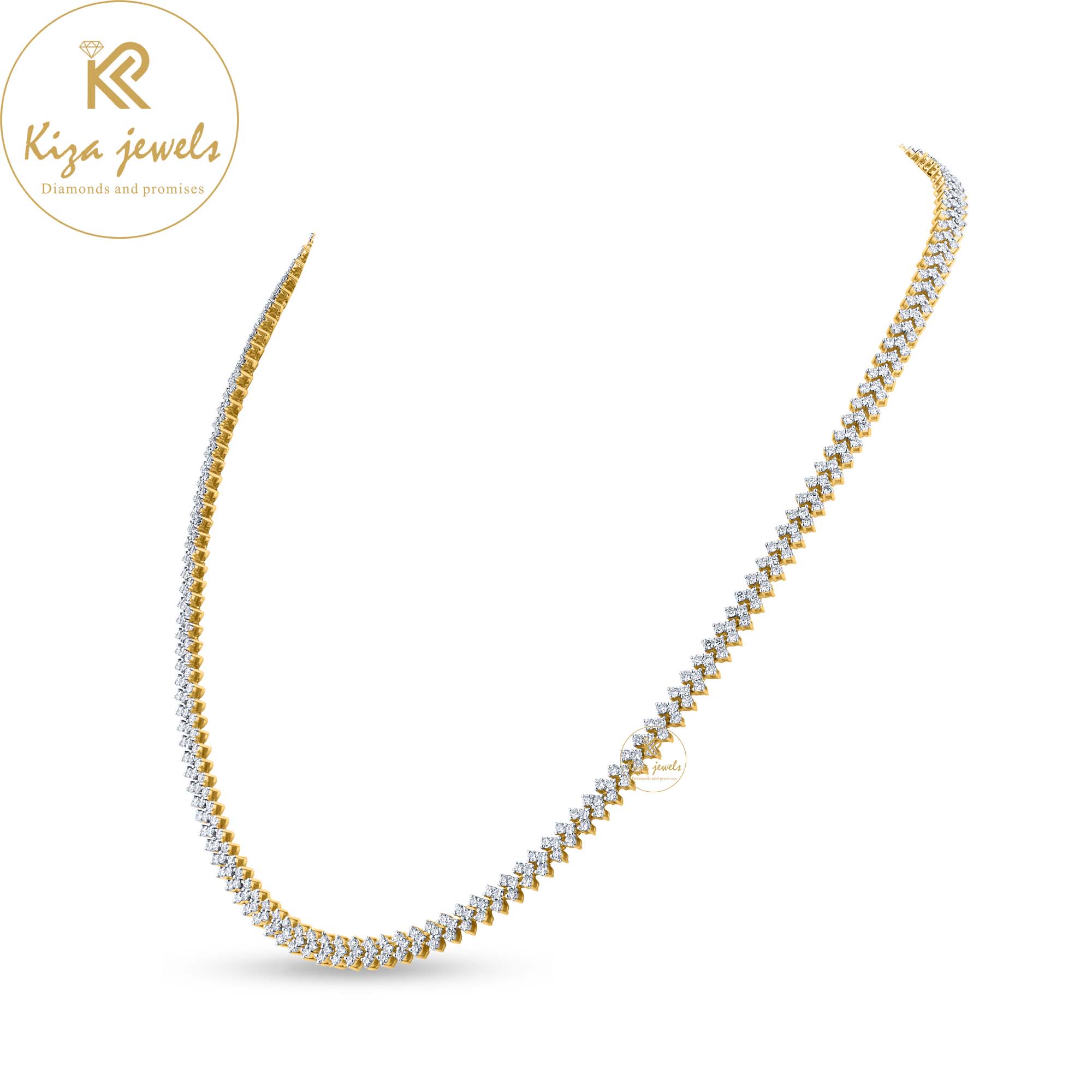 6.00 TDW Round Cut Diamond Yellow Gold Tennis Necklace