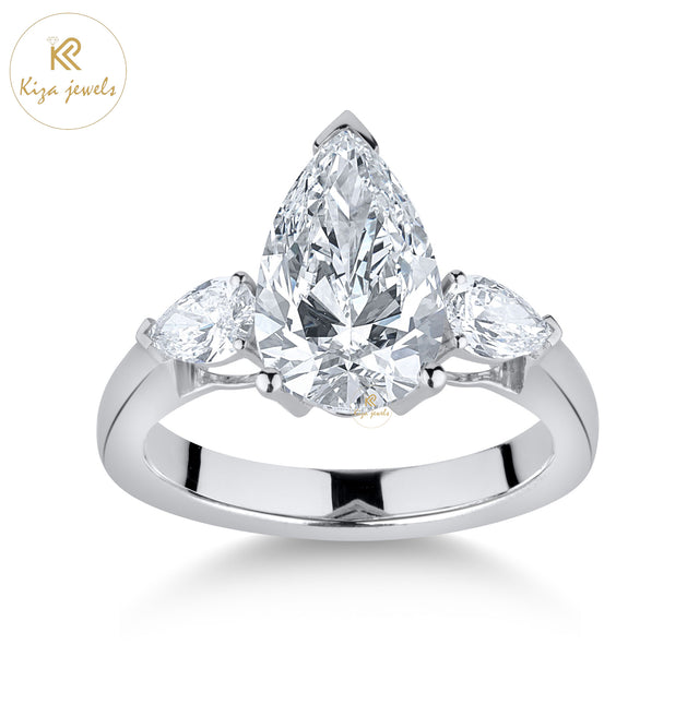 3.67 TDW Pear Cut Women's Diamond Three Stone Ring