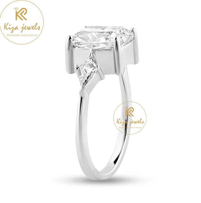 4.85 TDW Cushion & Kite Cut Diamond Ring Women's Three Stone Diamond Ring