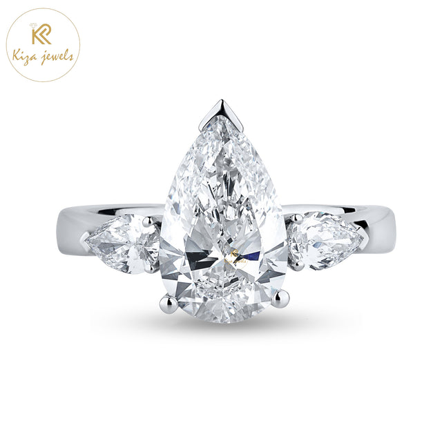 3.67 TDW Pear Cut Women's Diamond Three Stone Ring