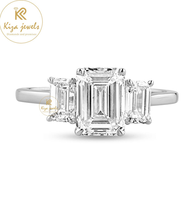 2.75 TDW Emerald Cut Diamond Women's Three Stone Ring