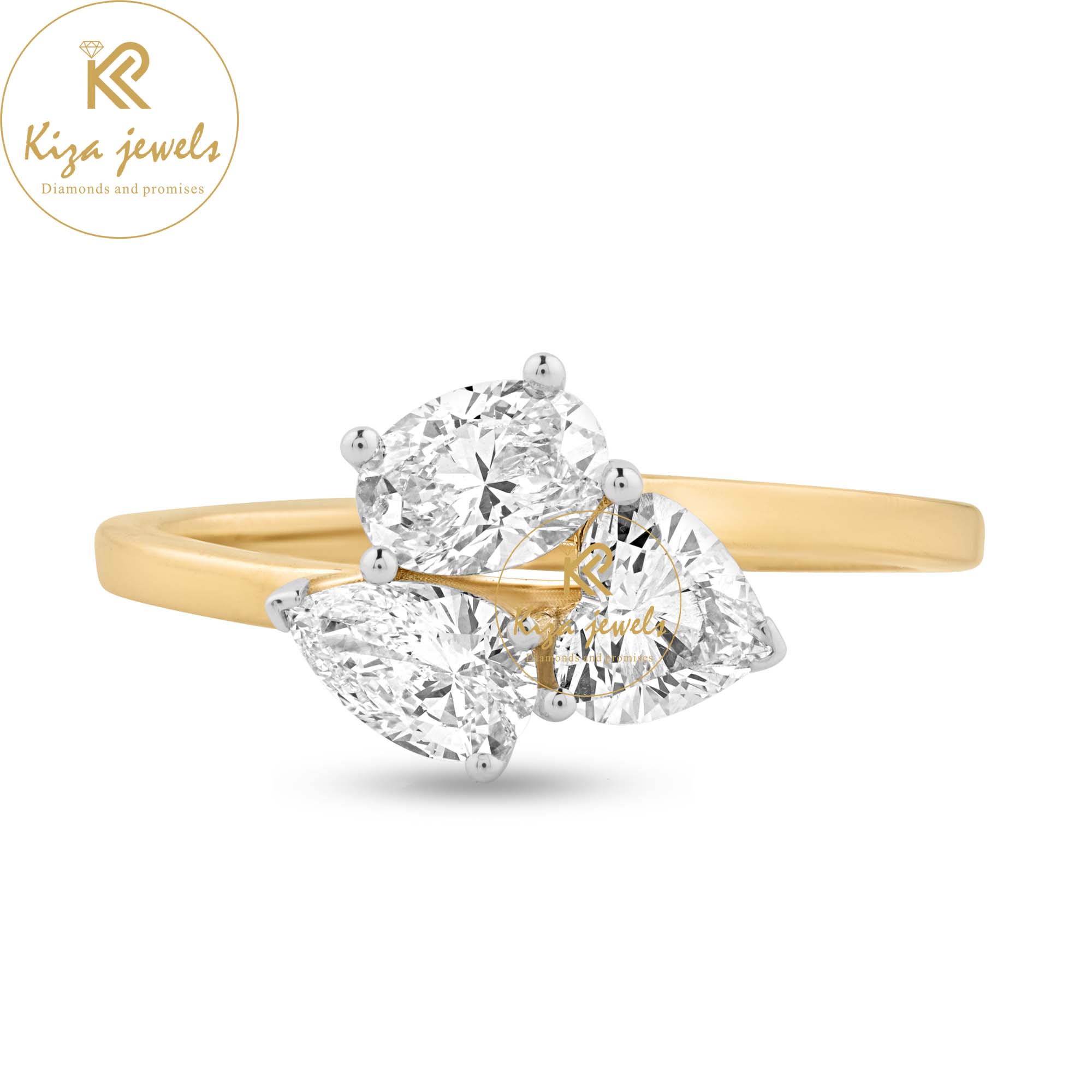 1.11 TDW Pear, Heart & Oval Cut Women's Three Stone Diamond Ring