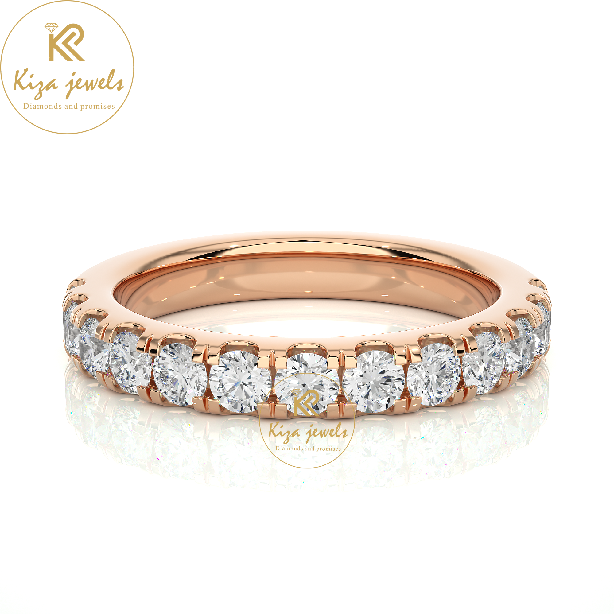 0.96 TDW Round Cut Women's Diamond Band Ring