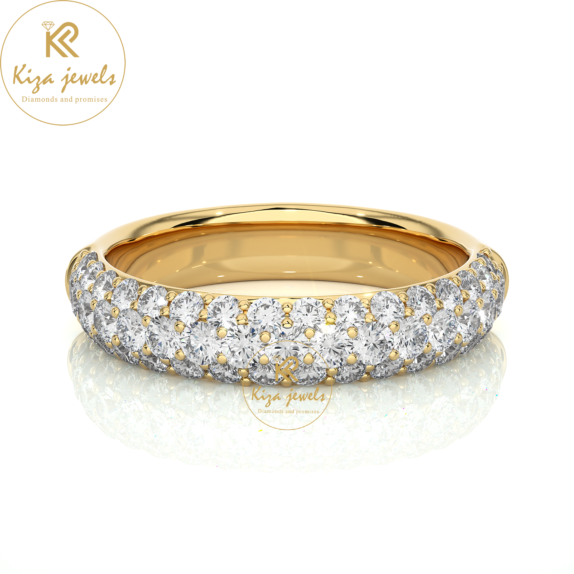 0.93 TDW Round Cut Women's Band Diamond Ring