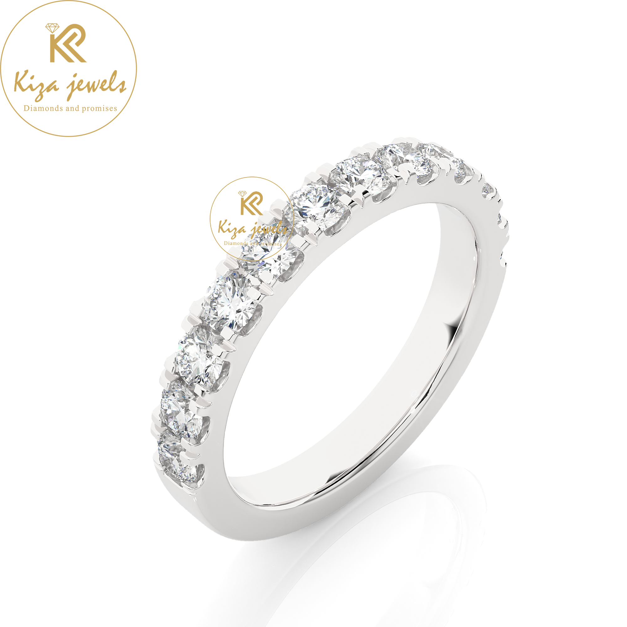 0.99 TDW Round Cut Women's Diamond Band Ring