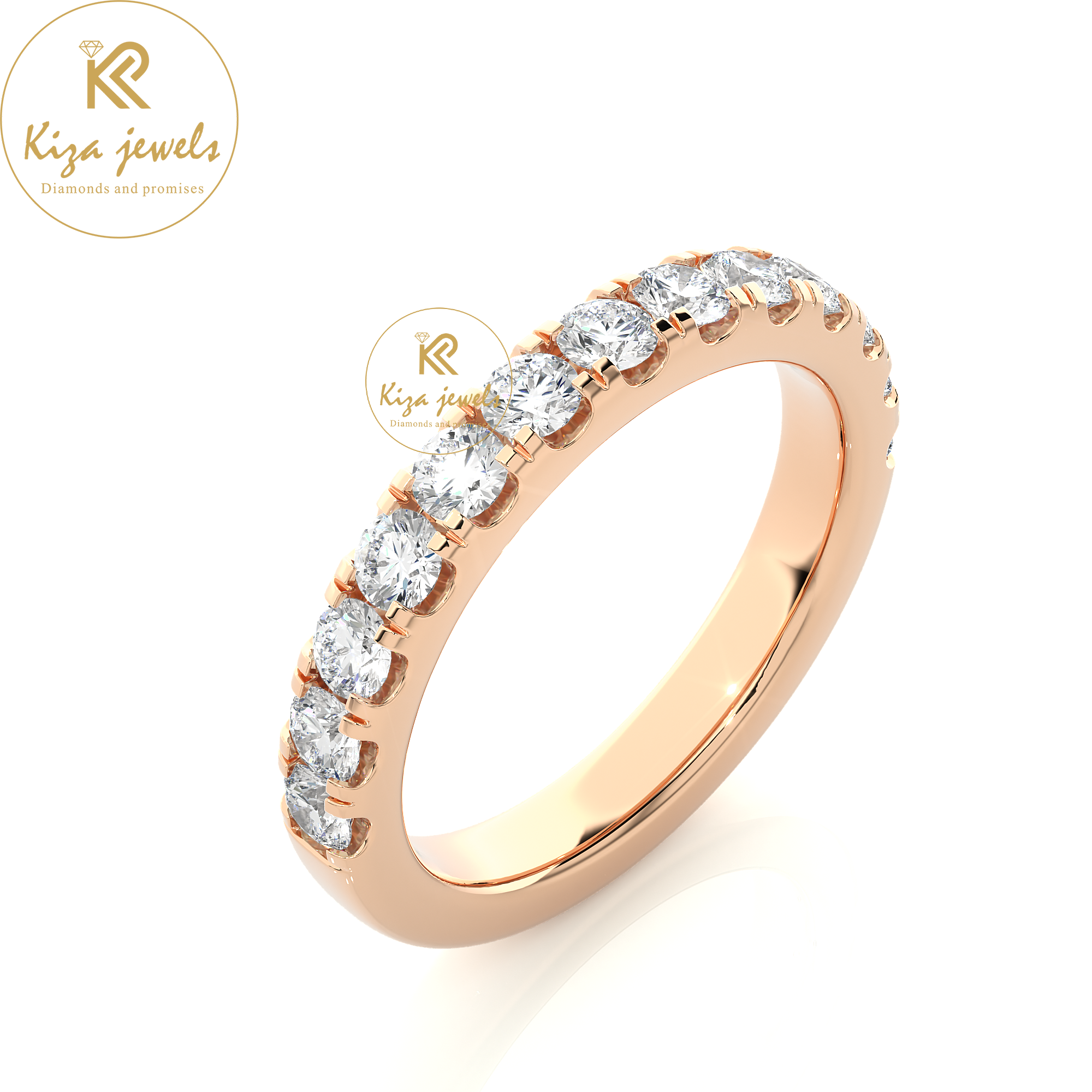 0.96 TDW Round Cut Women's Diamond Band Ring