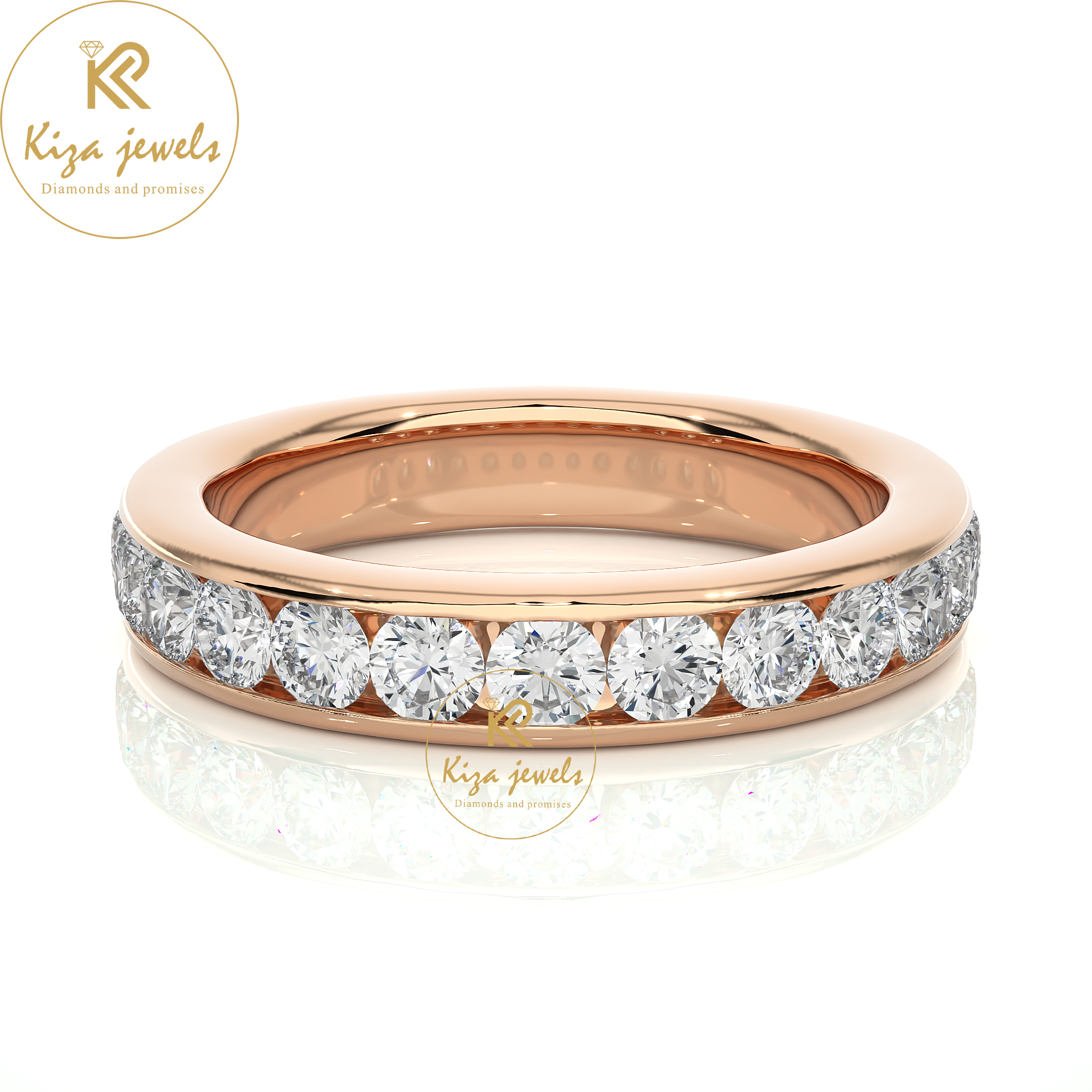 0.96 TDW Round Cut Women's Diamond Band Ring