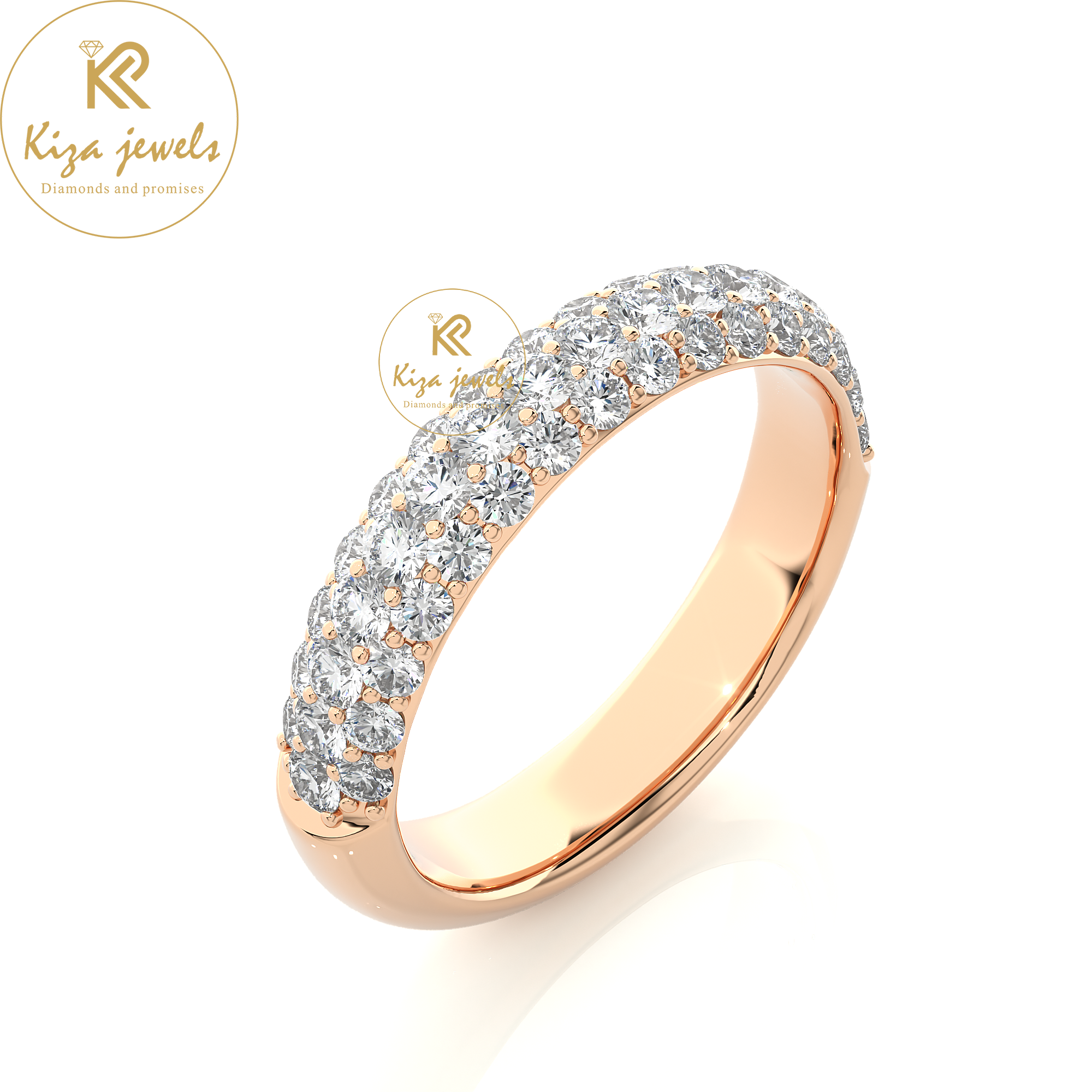 0.93 TDW Round Cut Women's Band Diamond Ring