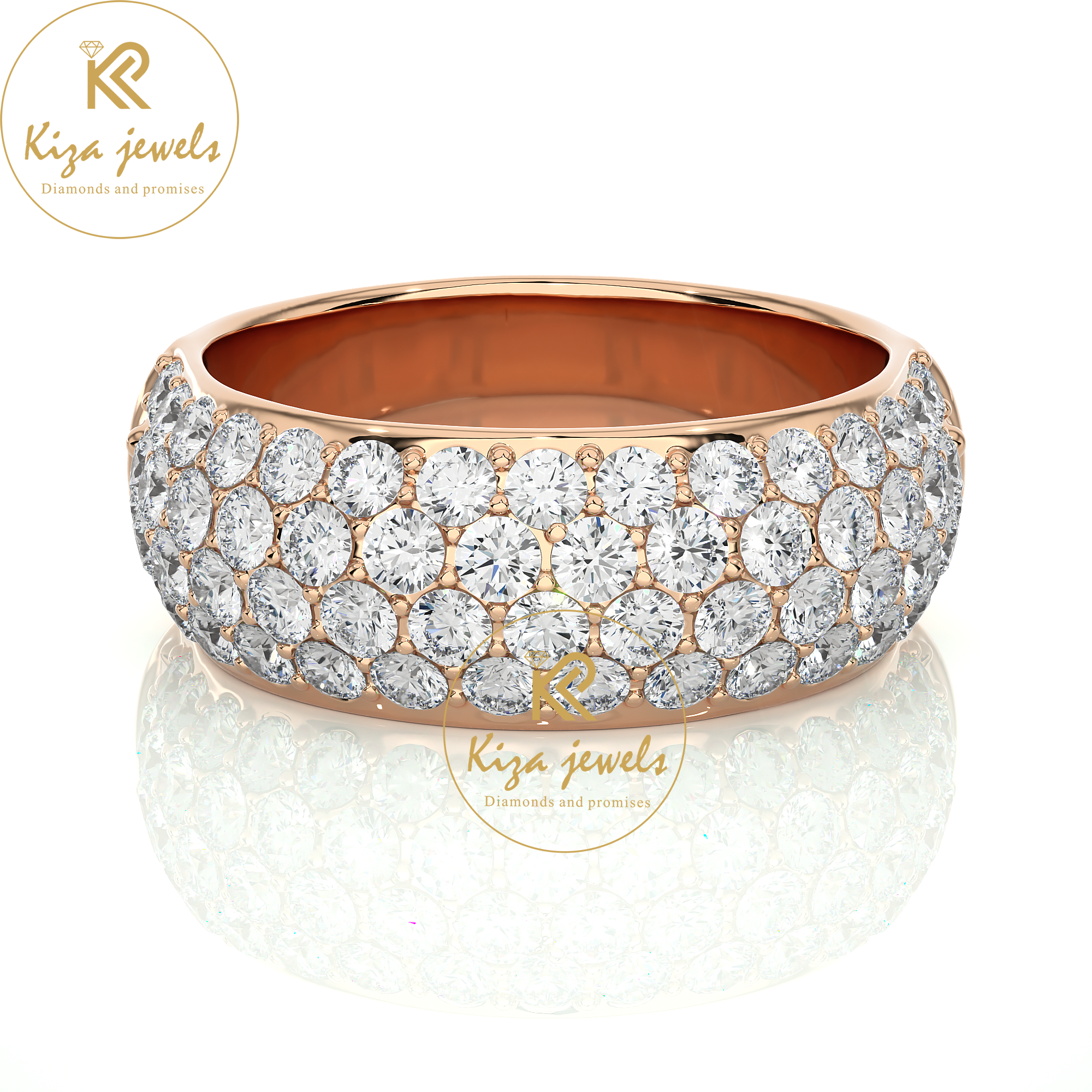 1.87 TDW Round Cut Women's Diamond Band Ring