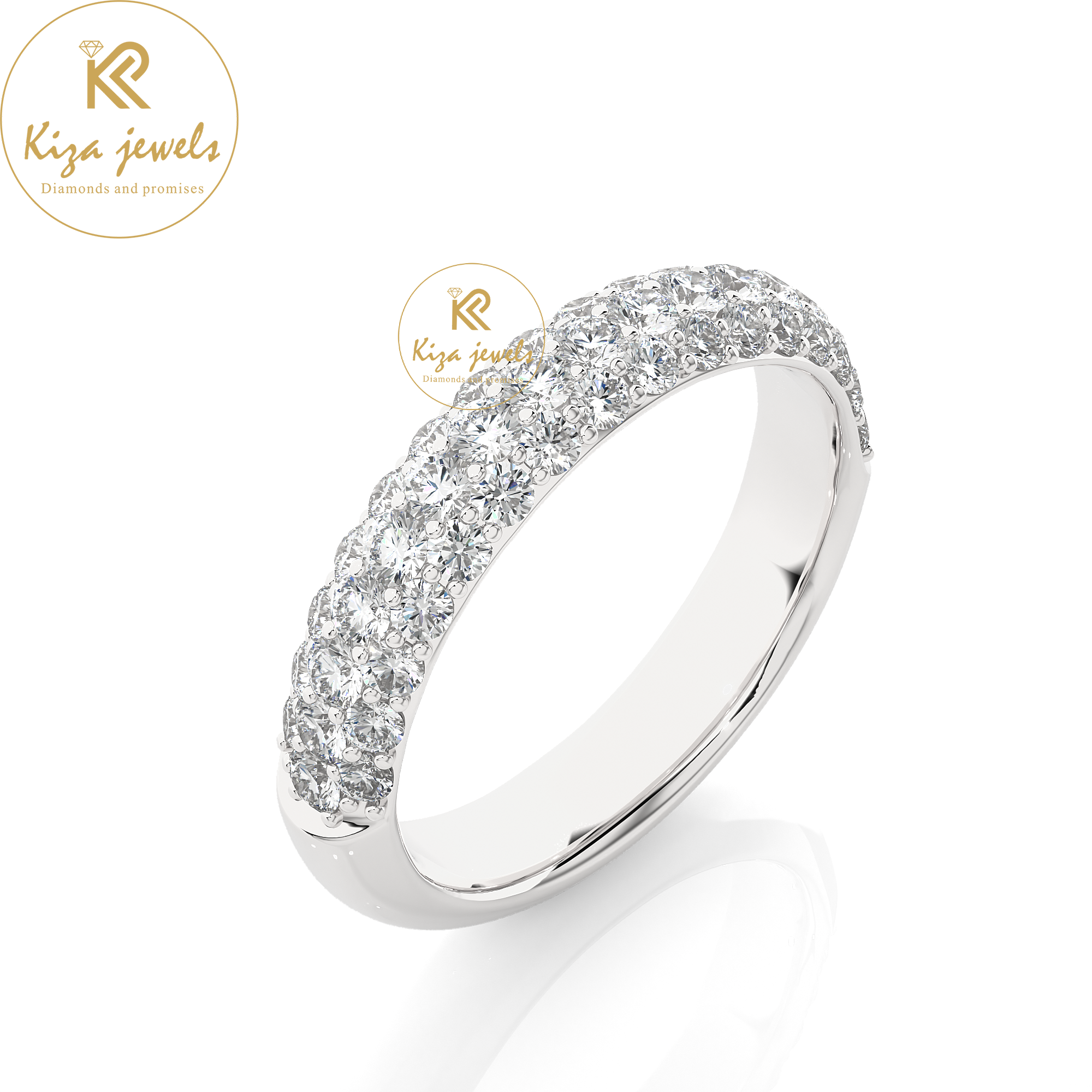 0.93 TDW Round Cut Women's Band Diamond Ring