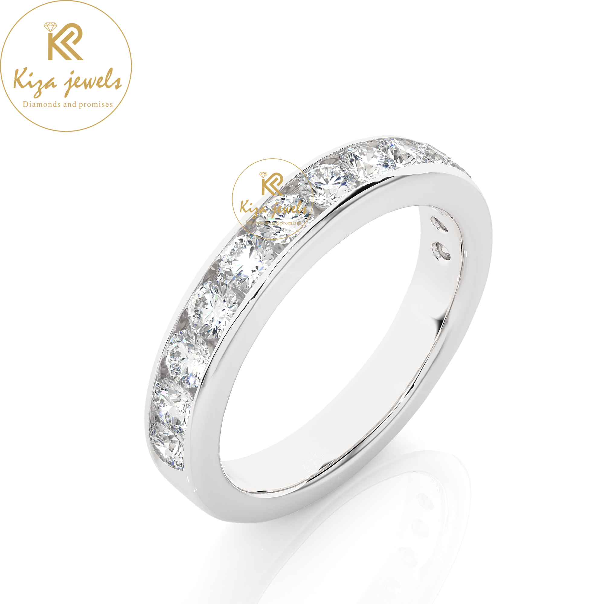 0.96 TDW Round Cut Women's Diamond Band Ring