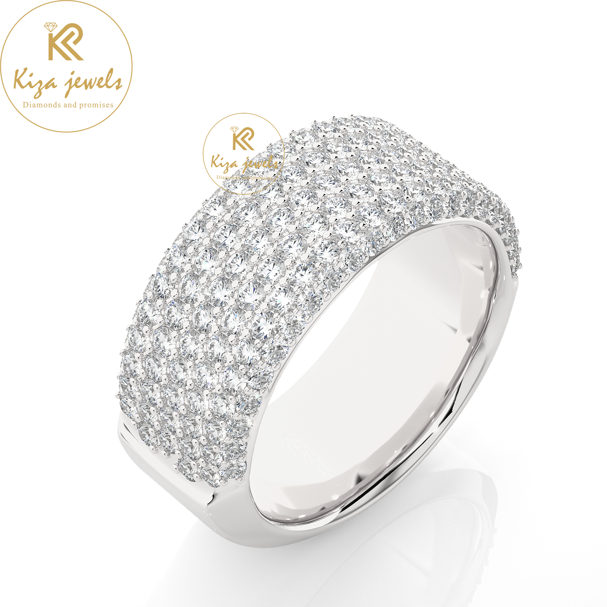 1.93 TDW Round Cut Diamond Band Ring