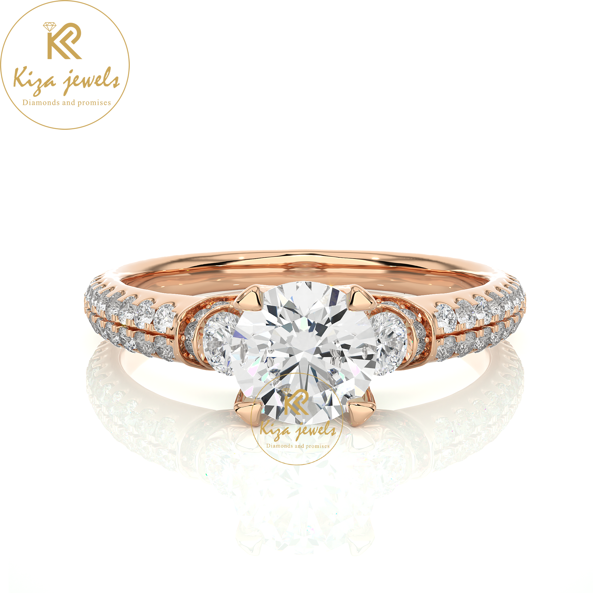 1.44 TDW Round Cut Women's Engagement Diamond Ring