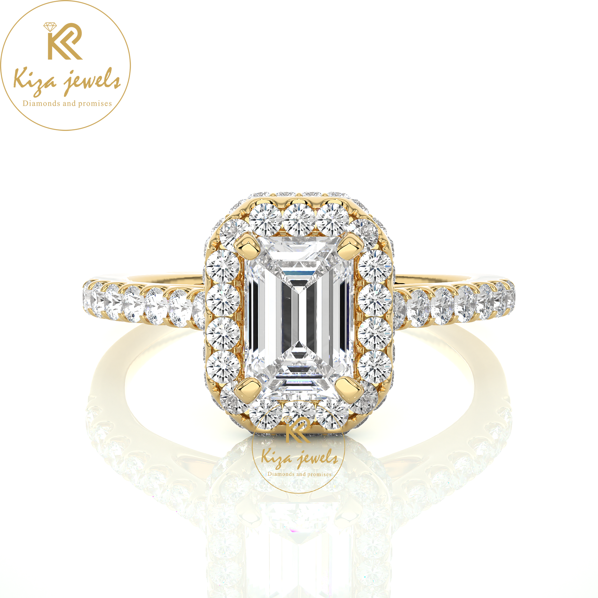 1.44 TDW Round & Emerald Cut Women's Engagement Diamond Ring