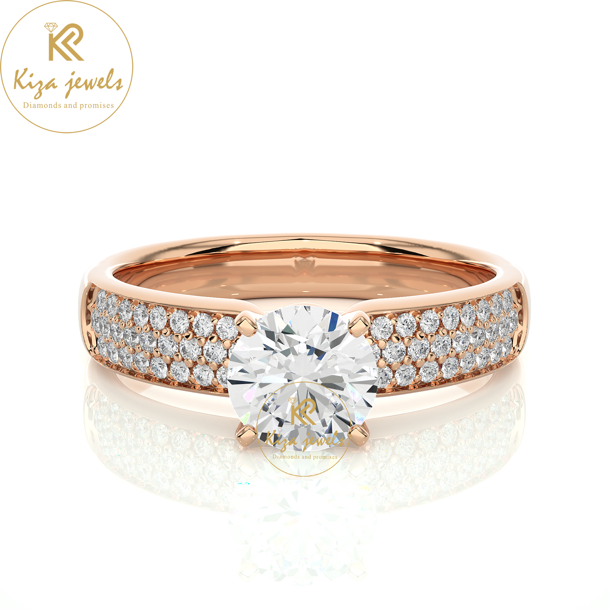 1.02 TDW Round Cut Women's Engagement Diamond Ring