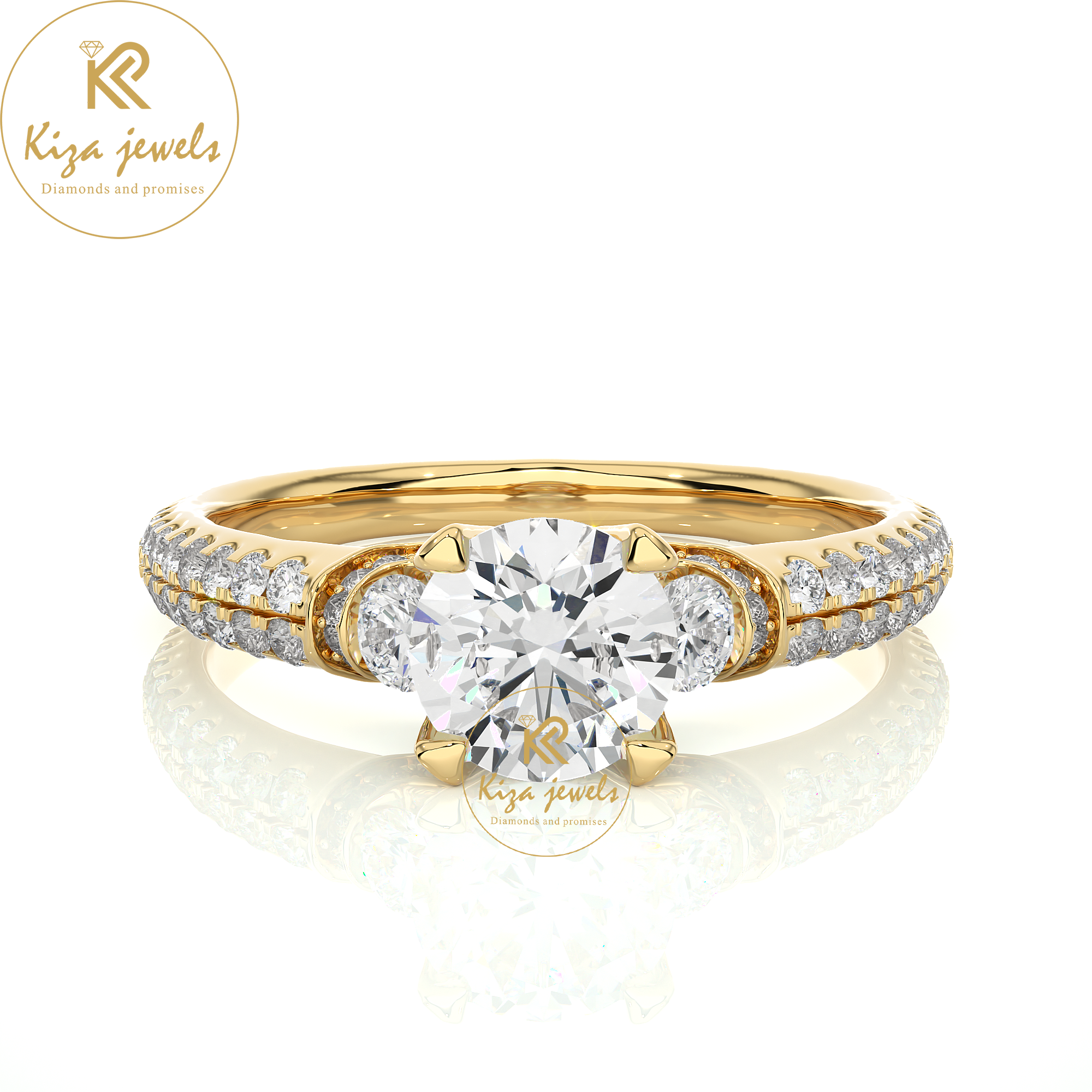 1.44 TDW Round Cut Women's Engagement Diamond Ring